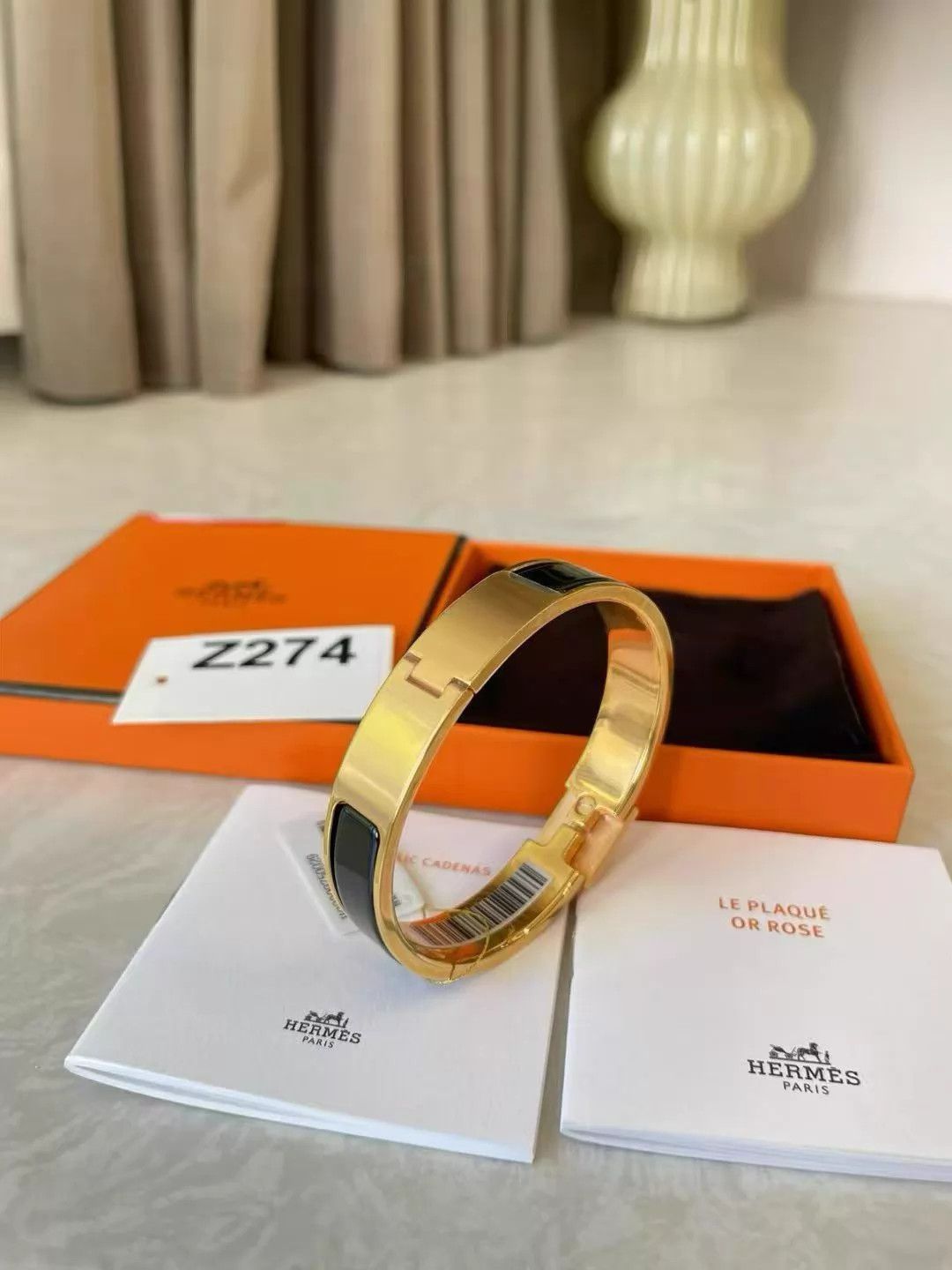 Hermes HERMES Clic Cadenas Lock Bracelet Black Gold Size ONE SIZE - 6 Thumbnail
