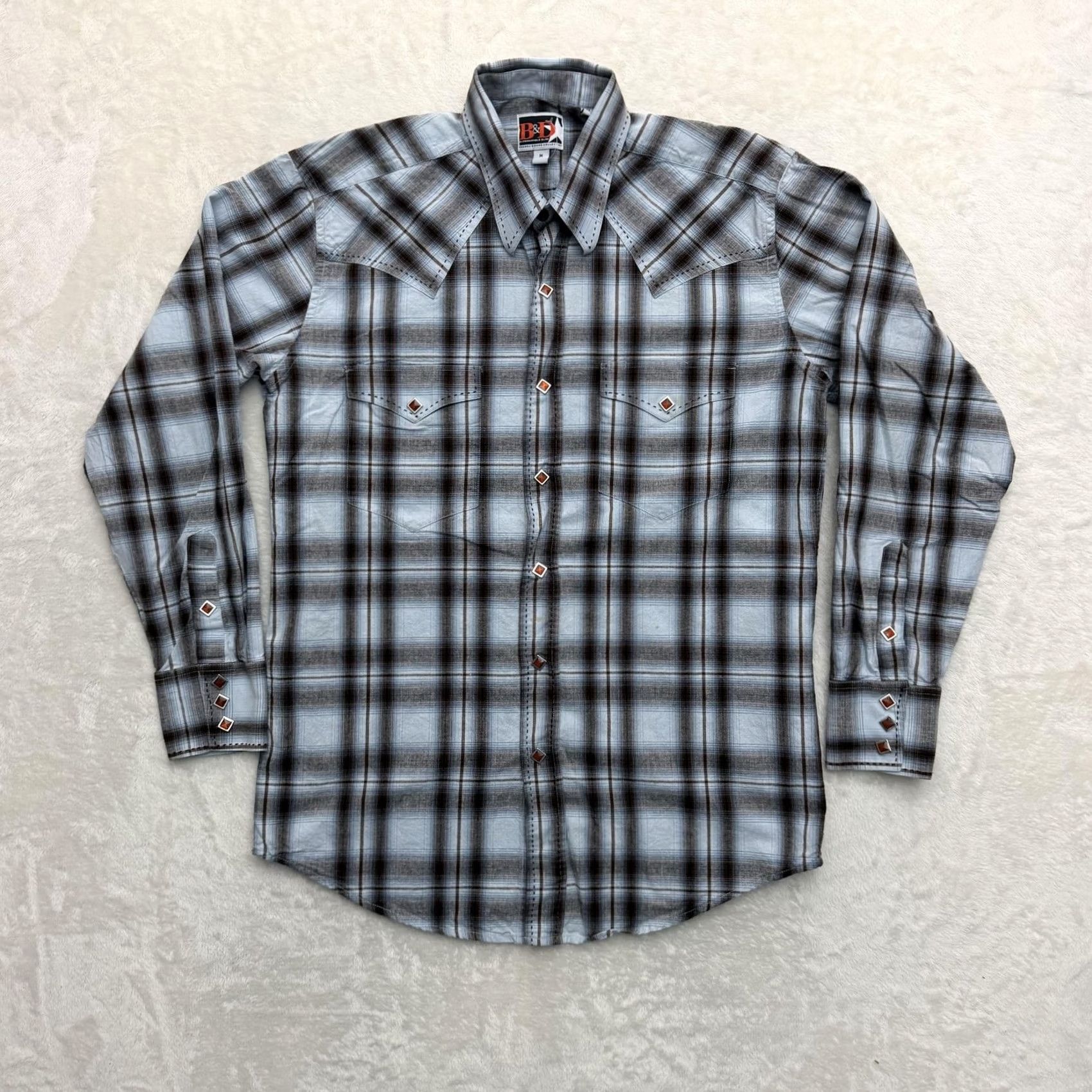 Vintage VINTAGE B&D by Panhandle Slim Shirt Mens Medium Blue Plaid Western Pearl Snap Shirt Mens Medium Blue Plaid Western Pearl Snap Size US M / EU 48-50 / 2 - 2 Thumbnail