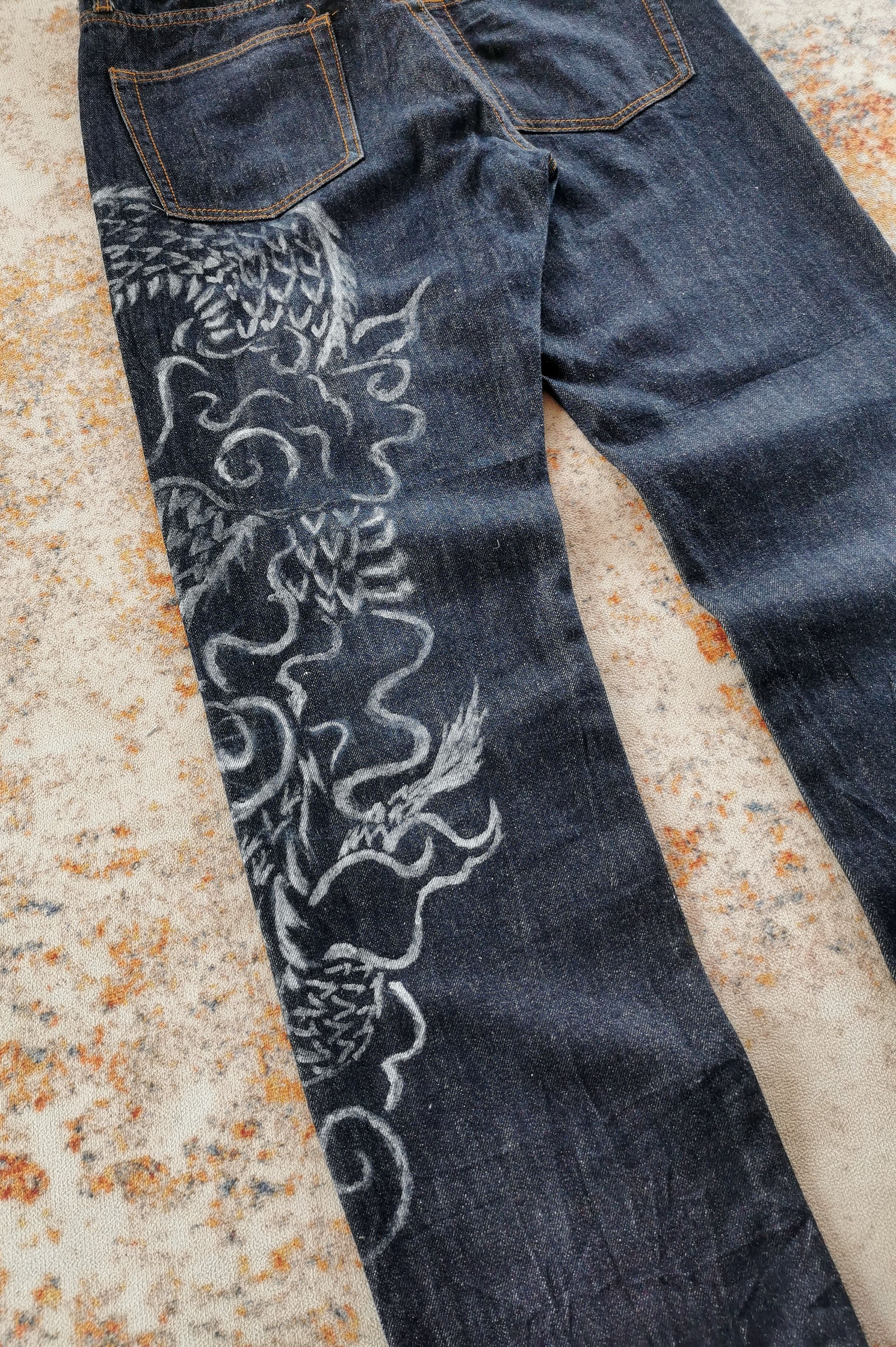 Evisu Dragon Art Denim Jeans Custom Streetwear Piece Size US 31 - 7 Thumbnail