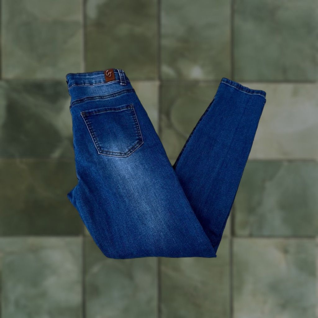 Vintage Gogo Women's Junior 5 Blue Distressed Skinny Jeans Ankle High Rise Denim Size 27" / US 4 / IT 40 - 1 Thumbnail