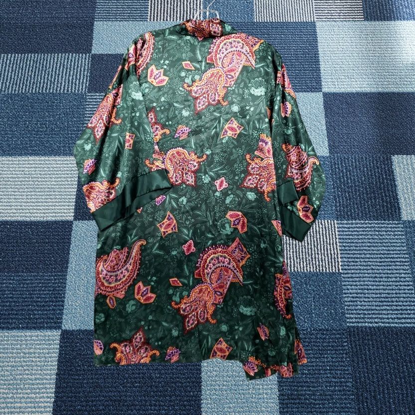 Vintage Expressions Sleep Robe Womens M Medium Green Paisley Kimono Sleeves Sleepwear Size ONE SIZE - 1 Thumbnail