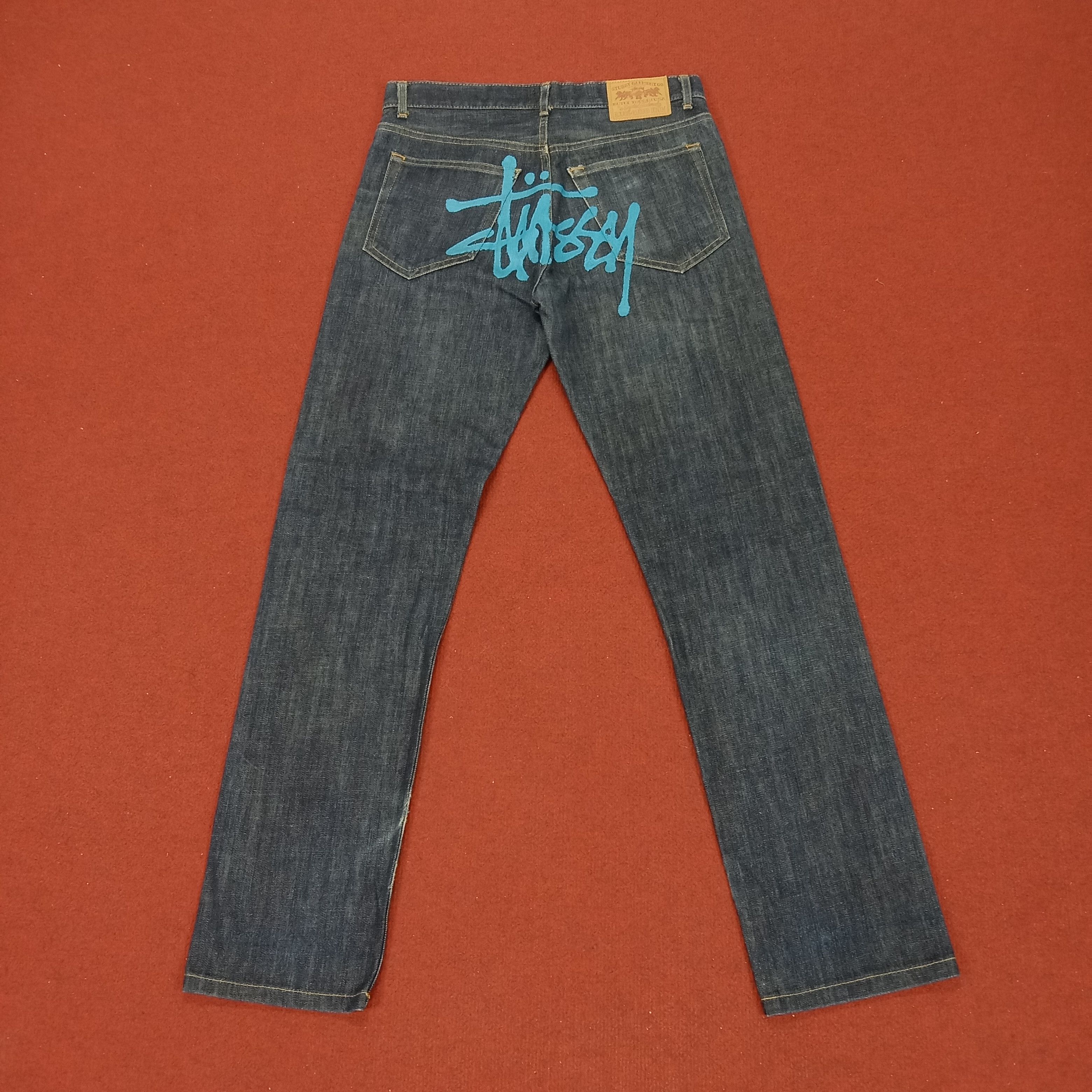 Stussy × Vintage Stussy Jeans Streetwear Custom Art Logo Style Size US 31 - 1 Thumbnail