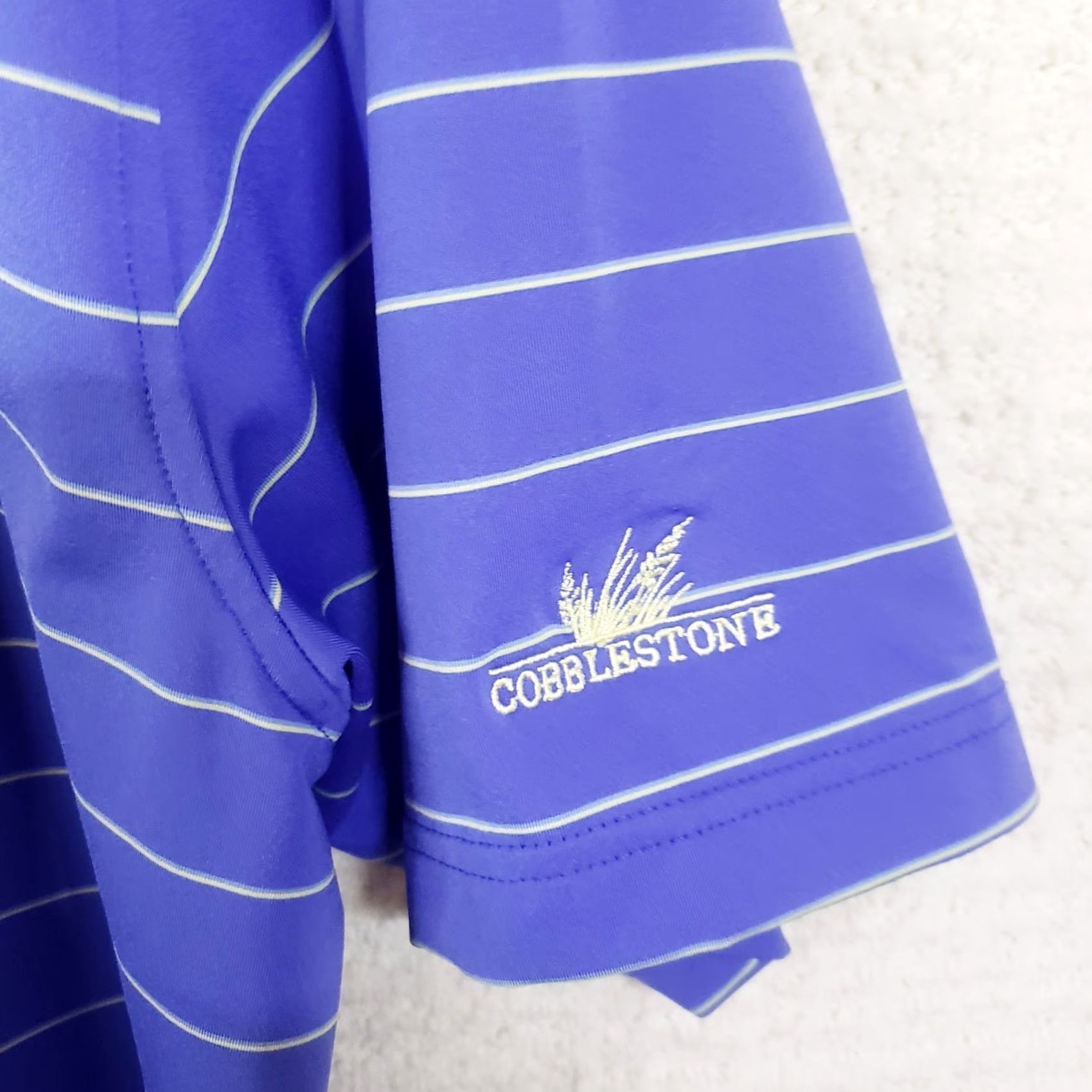 Vintage Turtleson Polo Shirt Mens Large Striped Purple Cobblestone Logo Golf Performance Short Sleeve Size US L / EU 52-54 / 3 - 5 Thumbnail