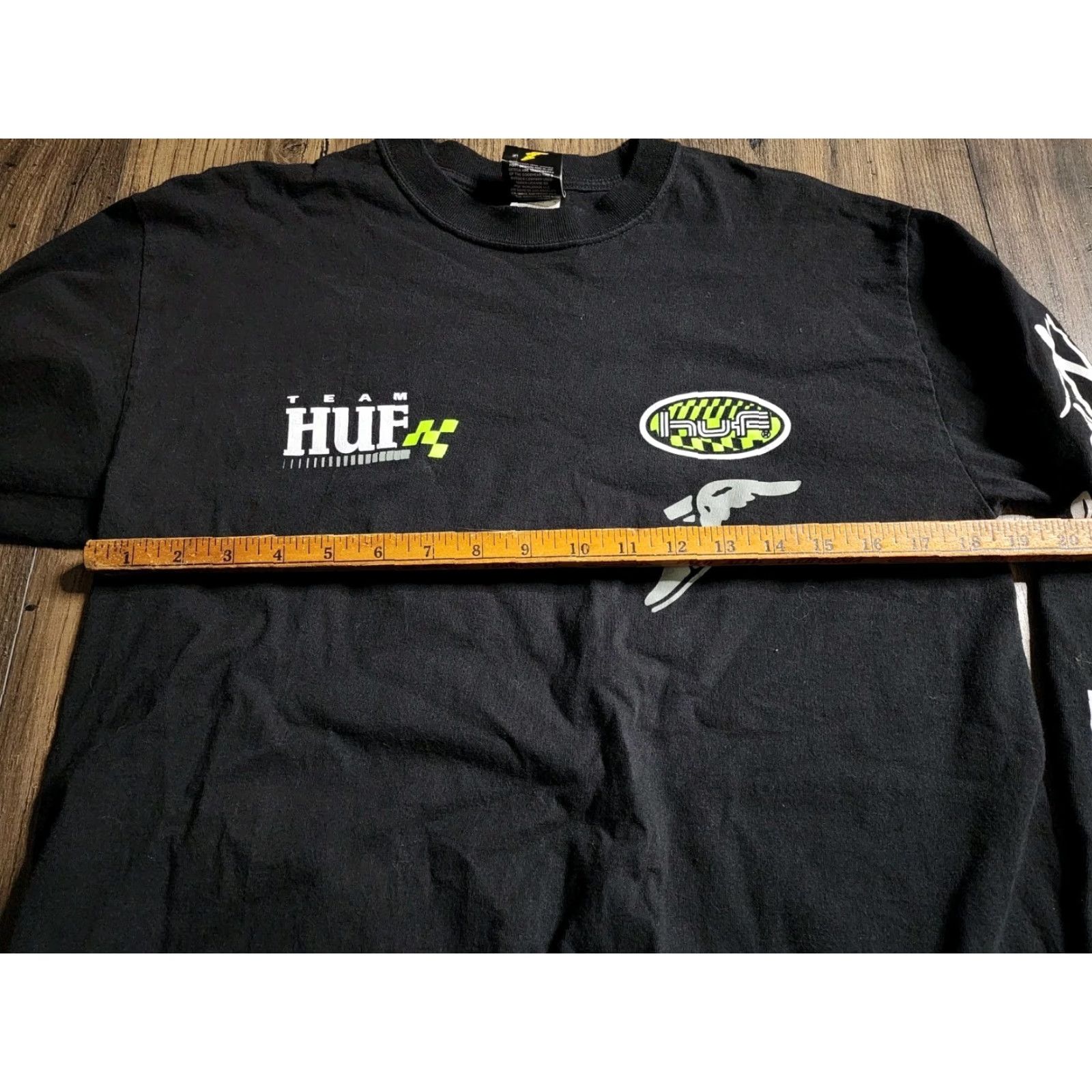 Huf HUF X Goodyear Racing Performance Long Sleeved T Shirt Double Sided Mens M Black 100% Cotton Knit Crew Neck Graphic Tee Sports All Seasons Size US M / EU 48-50 / 2 - 3 Thumbnail