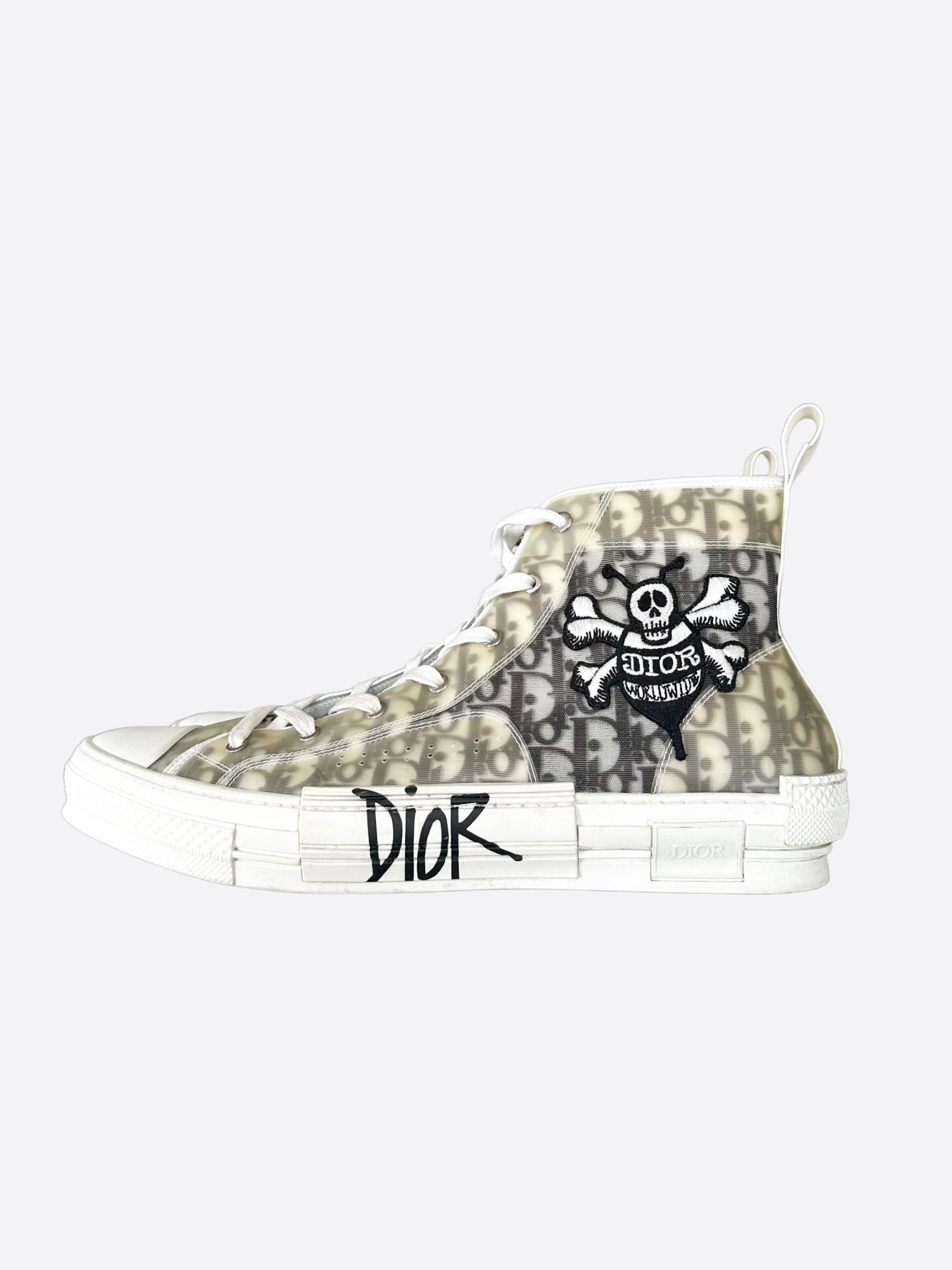 Dior Dior Stussy White & Black Bee Oblique B23 Sneakers Size US 15 / EU 48 - 3 Thumbnail