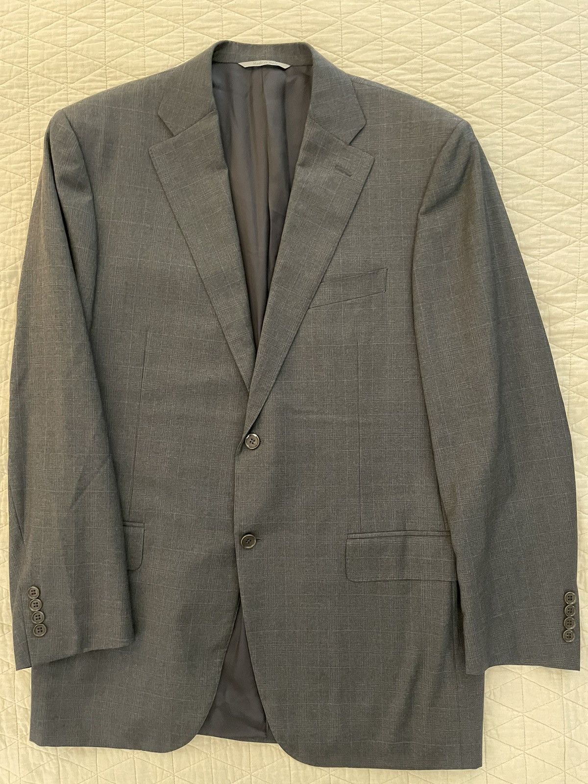 Canali Subtle Check Wool Suit Size 42L - 2 Thumbnail