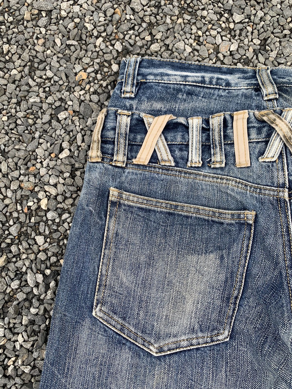 If Six Was Nine DOUBLE WAIST PUNK STYLE JAPANESE MUDMAX DISTRESSED DENIM Size US 28 / EU 44 - 12 Thumbnail