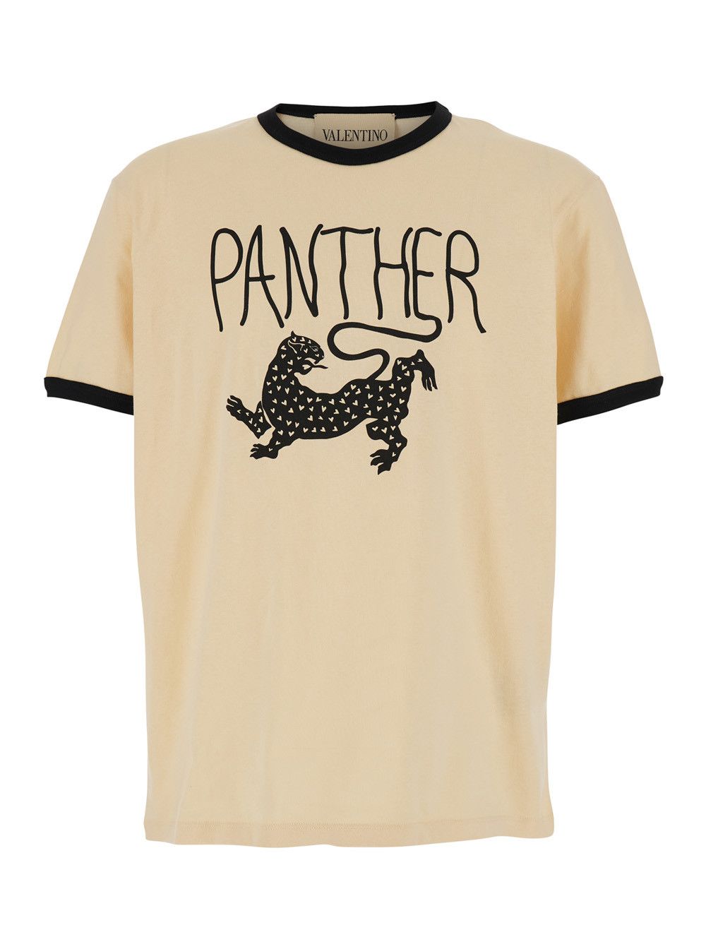 Valentino Crew Neck T-Shirt with Front Print in Beige Cotton for Men Size US XL / EU 56 / 4 - 1 Thumbnail