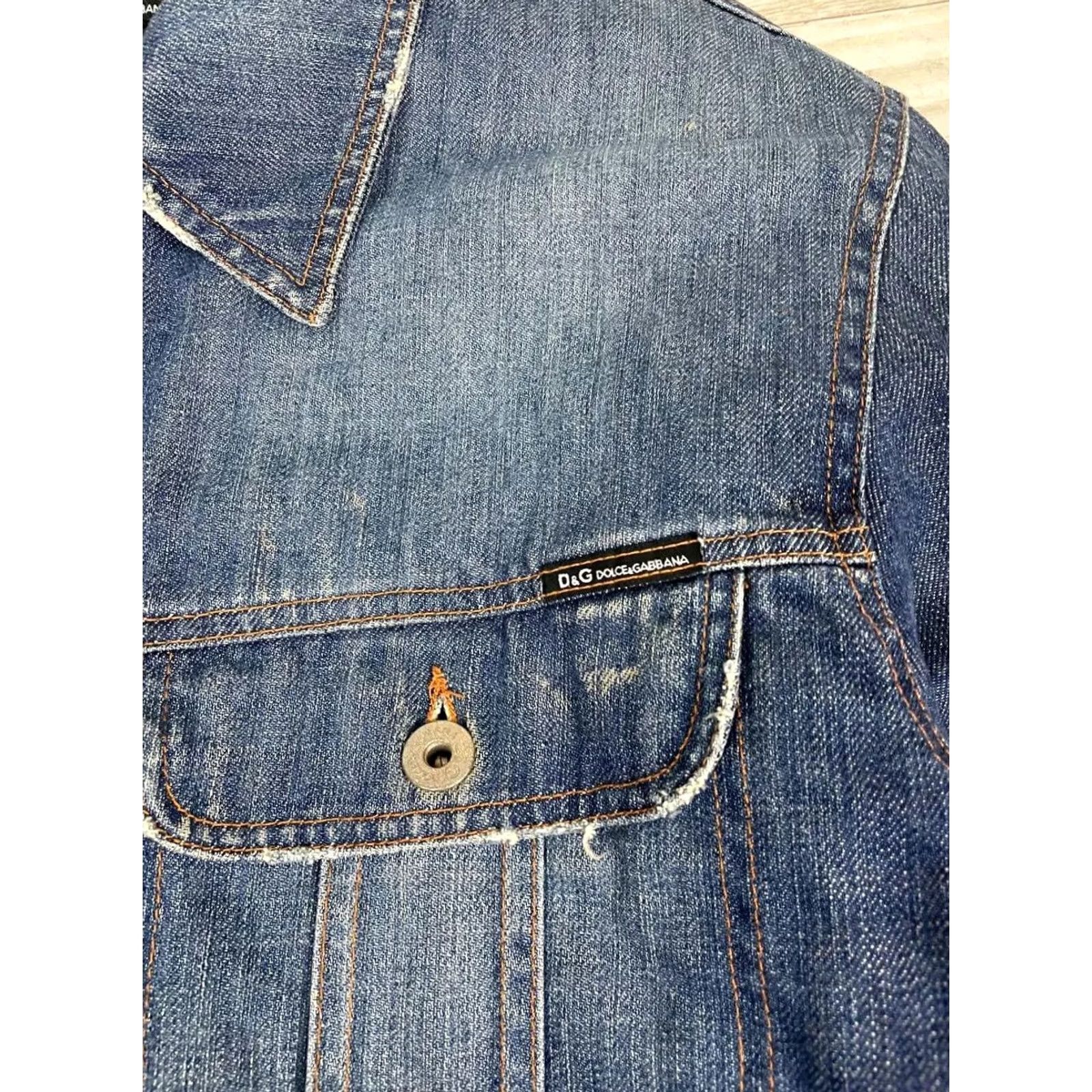 Dolce & Gabbana VINTAGE Dolce&Gabbana Denim Jacket Mens L Blue 90s 90s Bomber Logo Denim Jacket Leather? Size US L / EU 52-54 / 3 - 6 Thumbnail