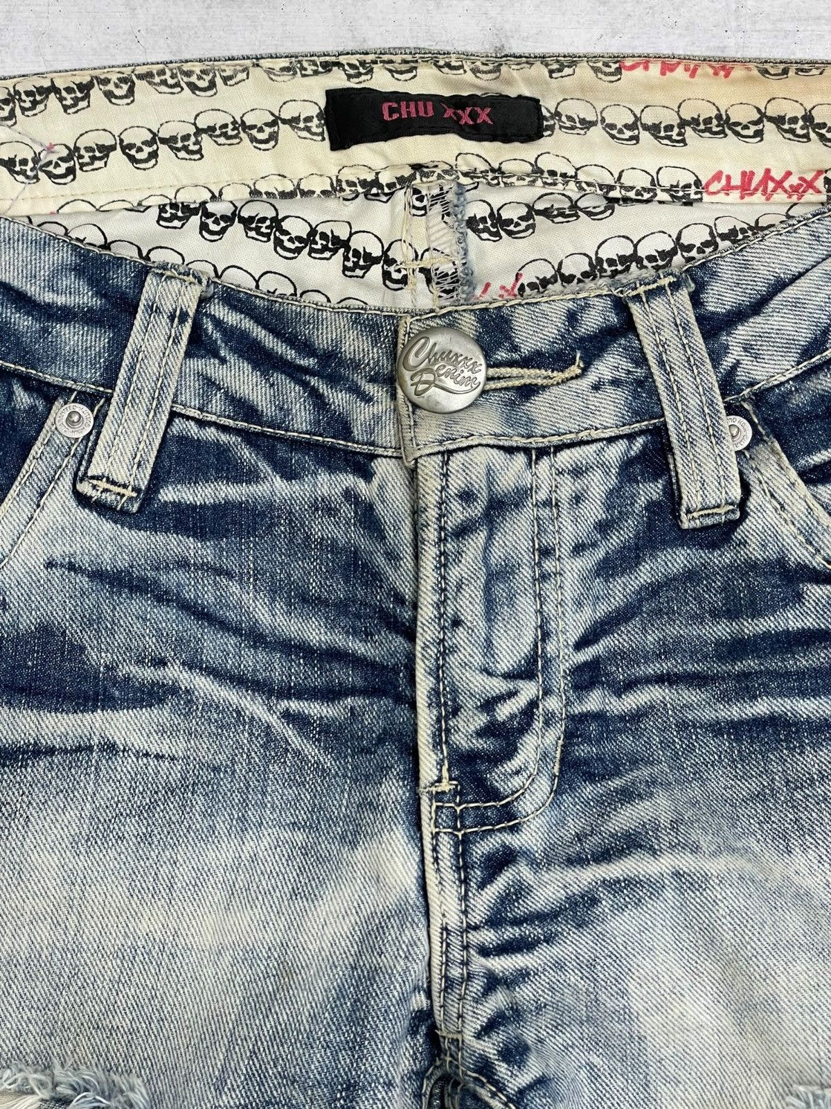Hysteric Glamour VINTAGE JAPAN SKULL RIPPED DISTRESS PUNK CHUXXX 90S DENIM Size US 28 / EU 44 - 8 Thumbnail