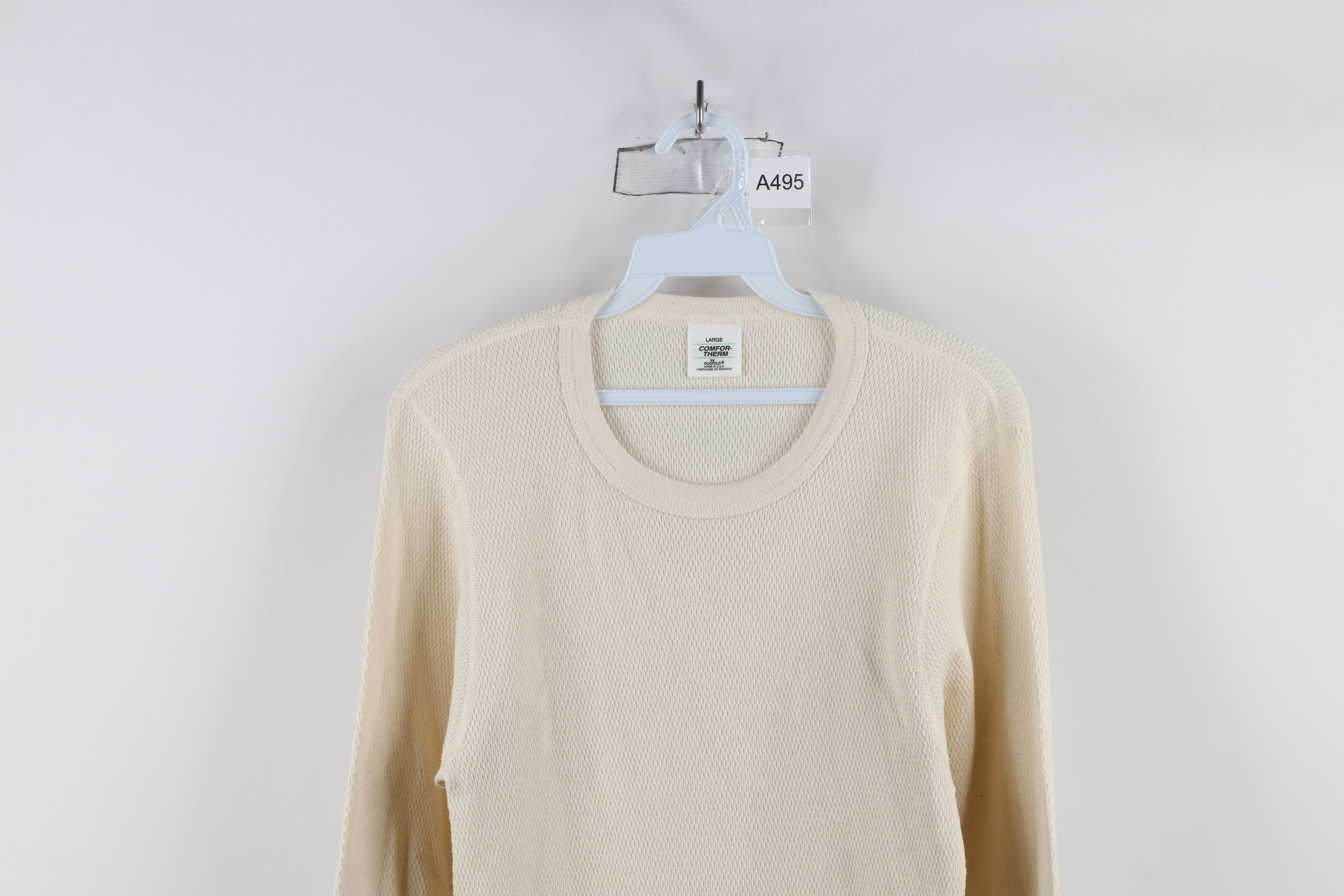 Vintage Vintage 90s Streetwear Knit Long Sleeve T-Shirt Beige USA Size US L / EU 52-54 / 3 - 2 Thumbnail