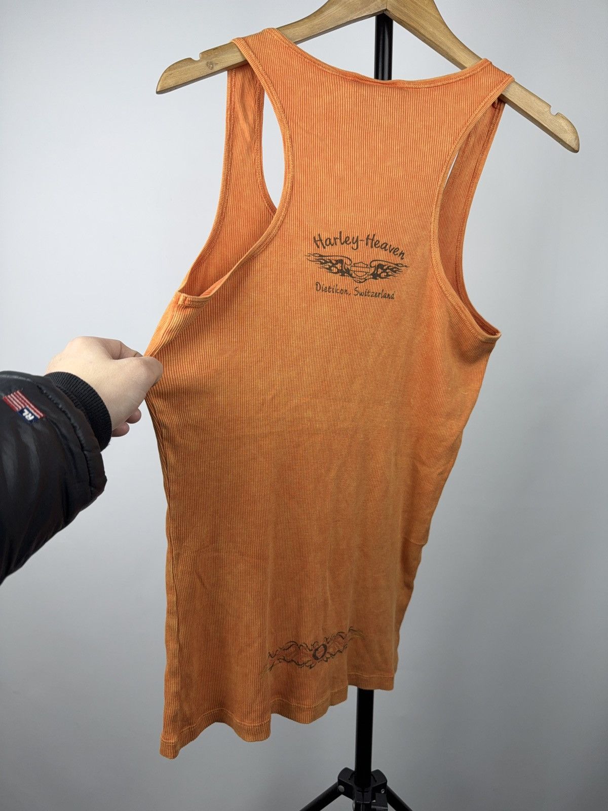 Harley Davidson 2007 Harley-Davidson Flame Ribbed Tank Y2K Biker Top Size XL / US 12-14 / IT 48-50 - 9 Thumbnail