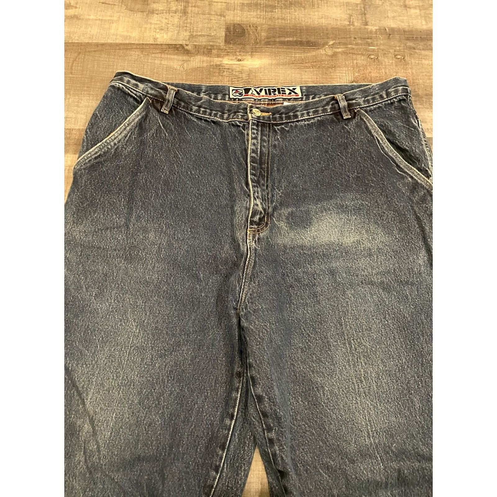 Avirex Vtg Avirex Jeans Men Size 42 (40x32) Baggy Embroidered Y2K 90s Wide Leg (F518) - Vintage Denim Size US 42 / EU 58 - 7 Thumbnail