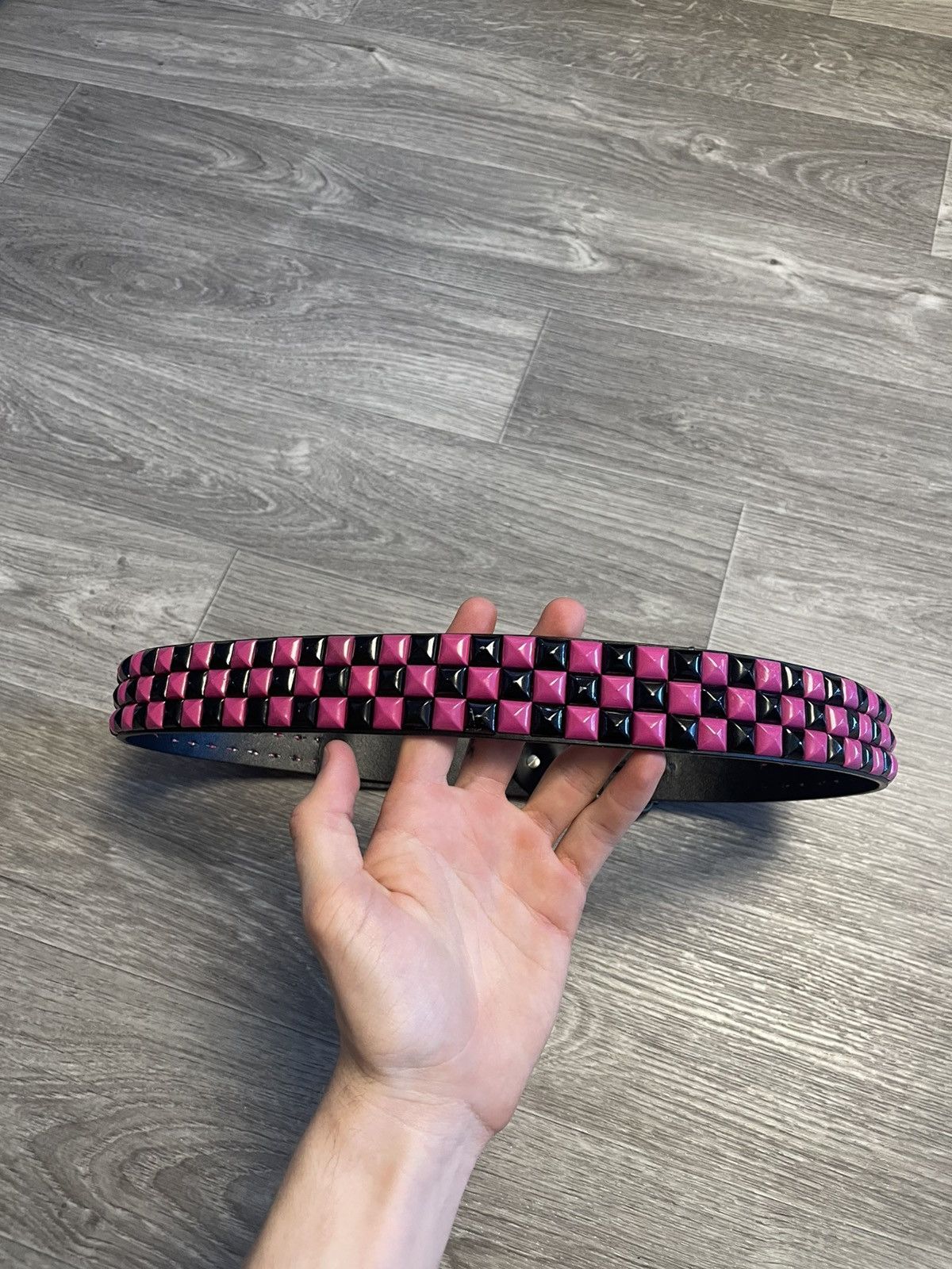 Other Vintage Pyramid Studded Belt Black/Pink Y2K Size ONE SIZE - 7 Thumbnail