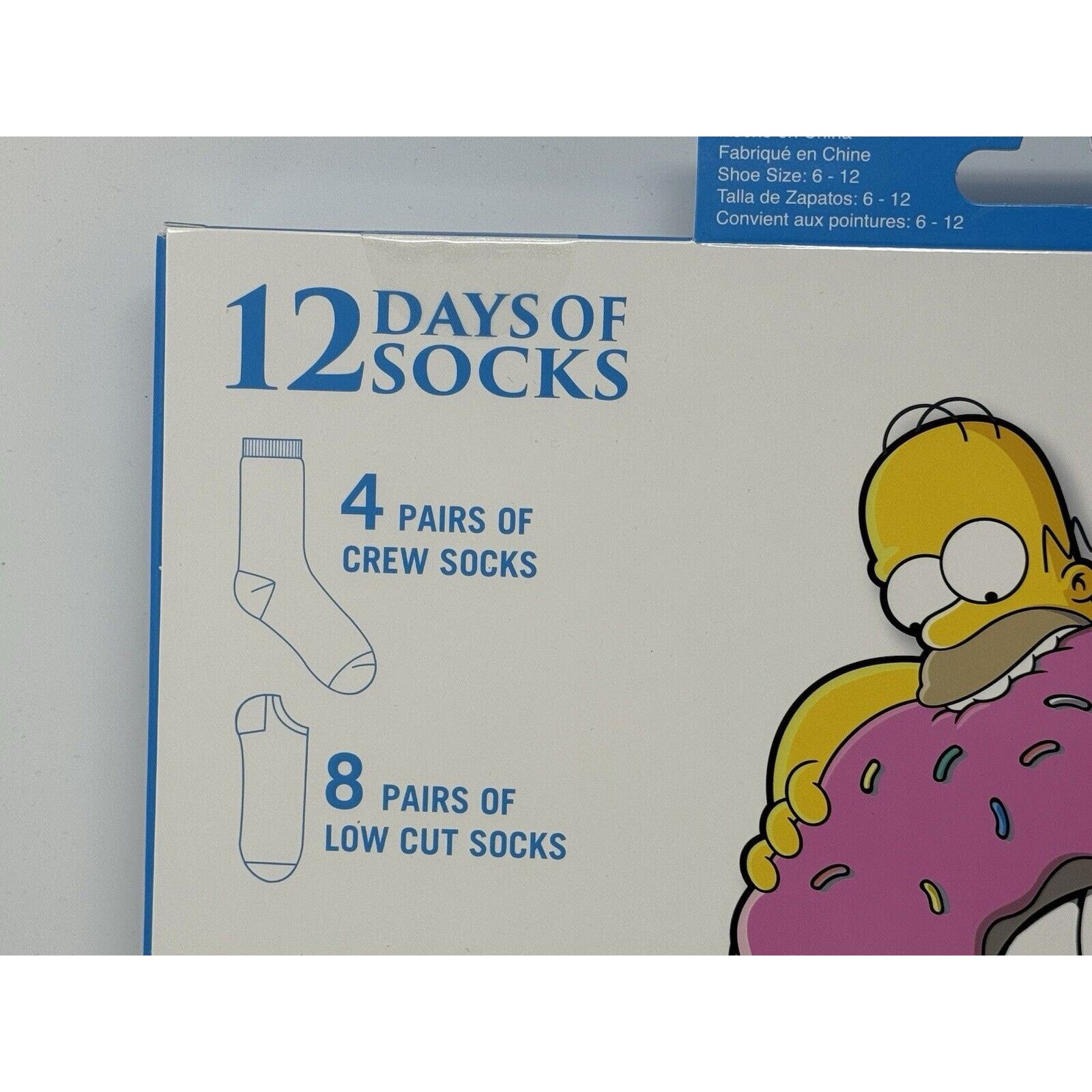 The Simpsons The Simpsons Christmas 12 Days Of Socks 4 Crew 8 Low Cut Size ONE SIZE - 3 Thumbnail