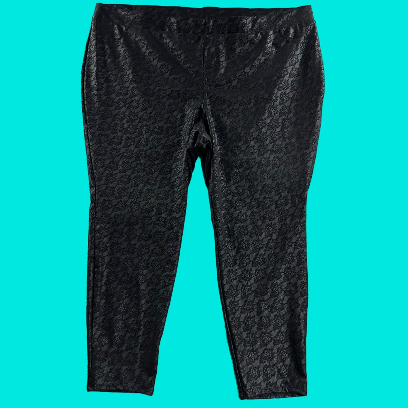Torrid Torrid Leggings Black 5X Ankle Lace Floral Polyester Blend Womens Plus Pants Size 40" / US 18 - 1 Thumbnail