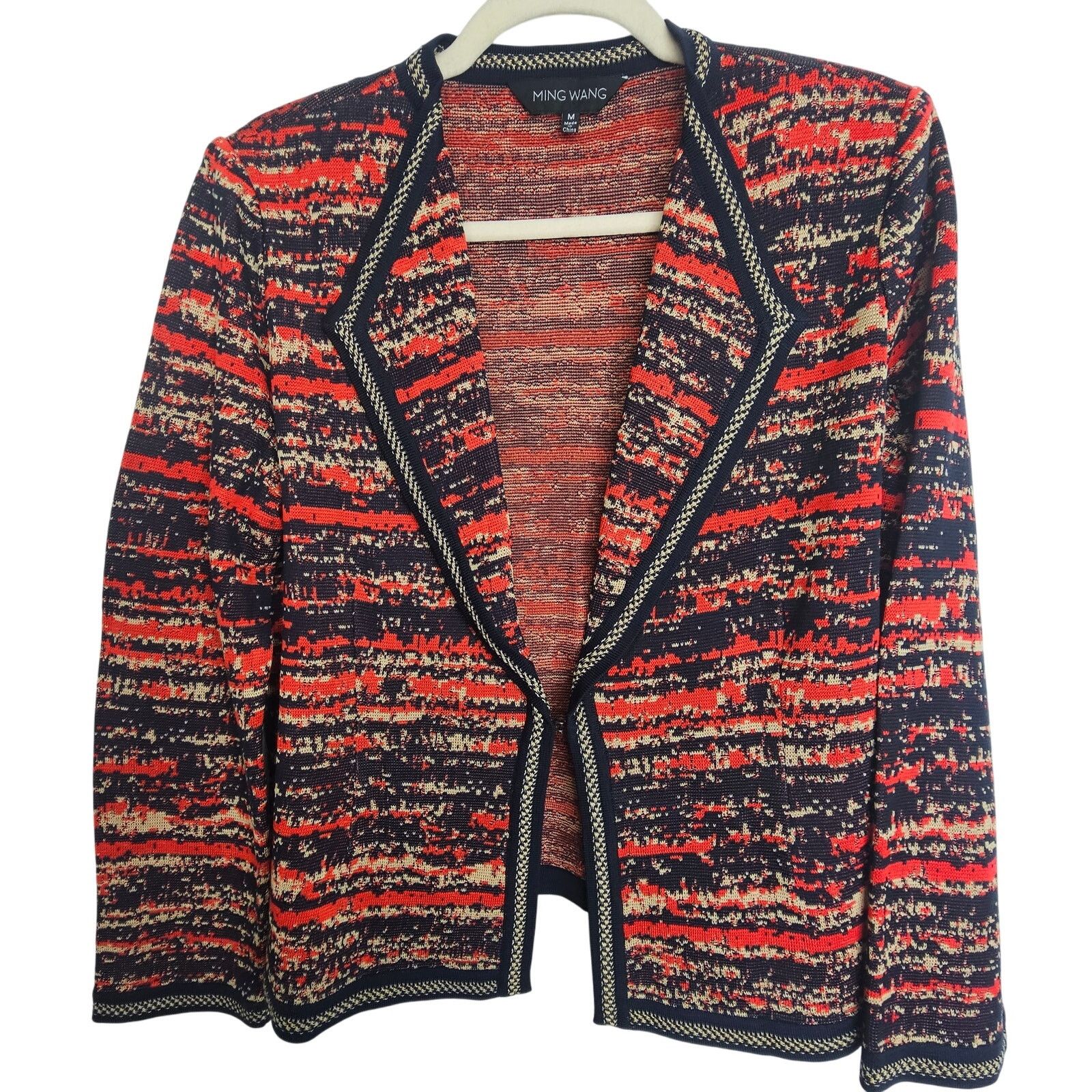 Ming Wang Blazer Women M Sweater Cardigan Abstract