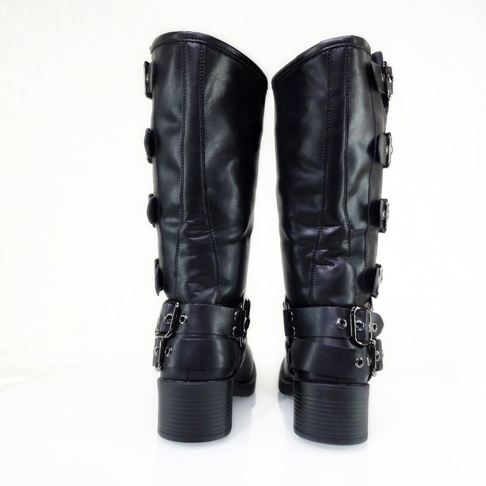 Other Dyna Black Vegan Leather Biker Engineer Western Mid Calf Boo Size US 6.5 / IT 36.5 - 6 Thumbnail
