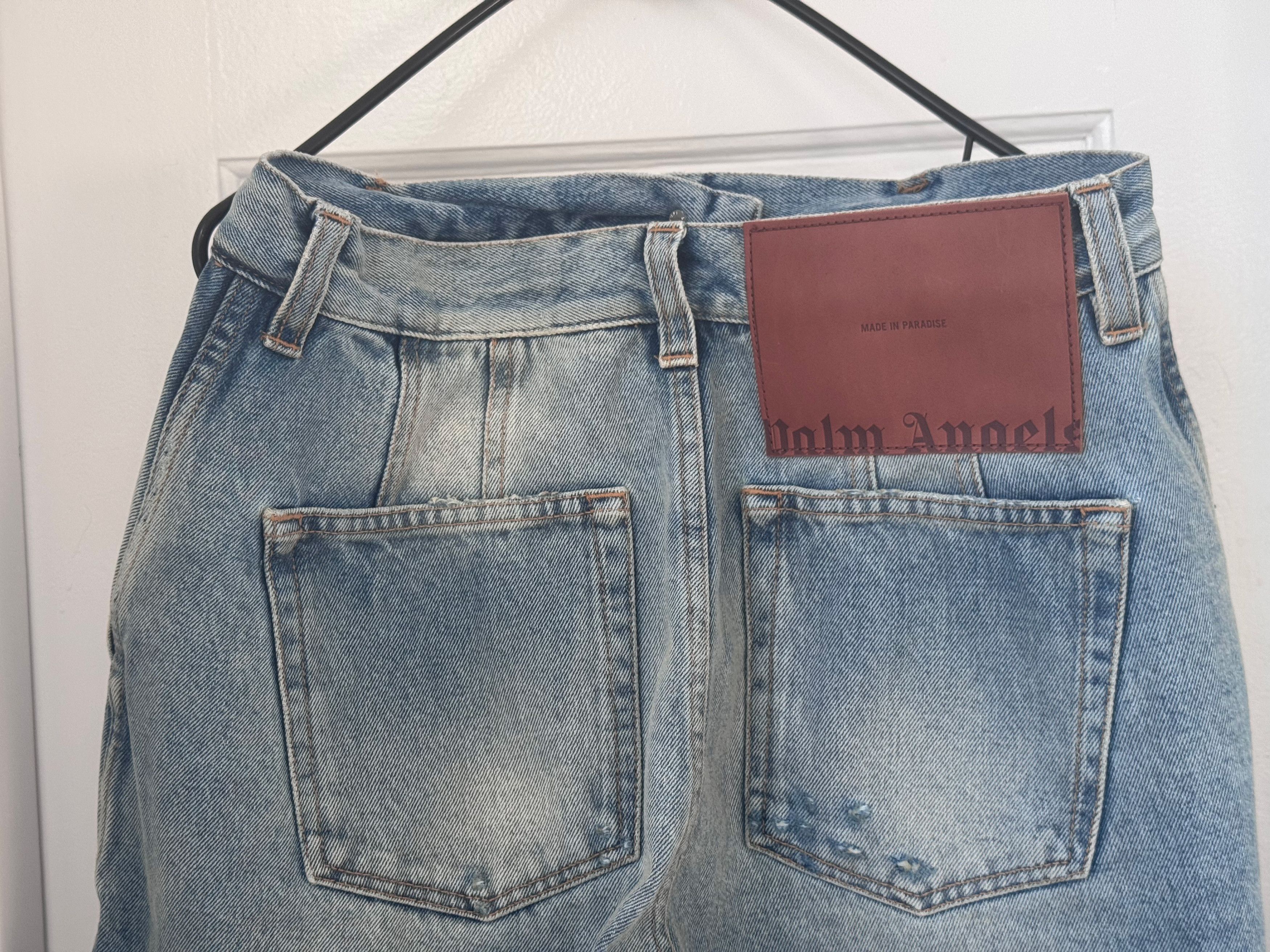 Palm Angels Palm Angels Paris Wide Leg Distressed Denim Jeans Size 27" / US 4 / IT 40 - 5 Thumbnail