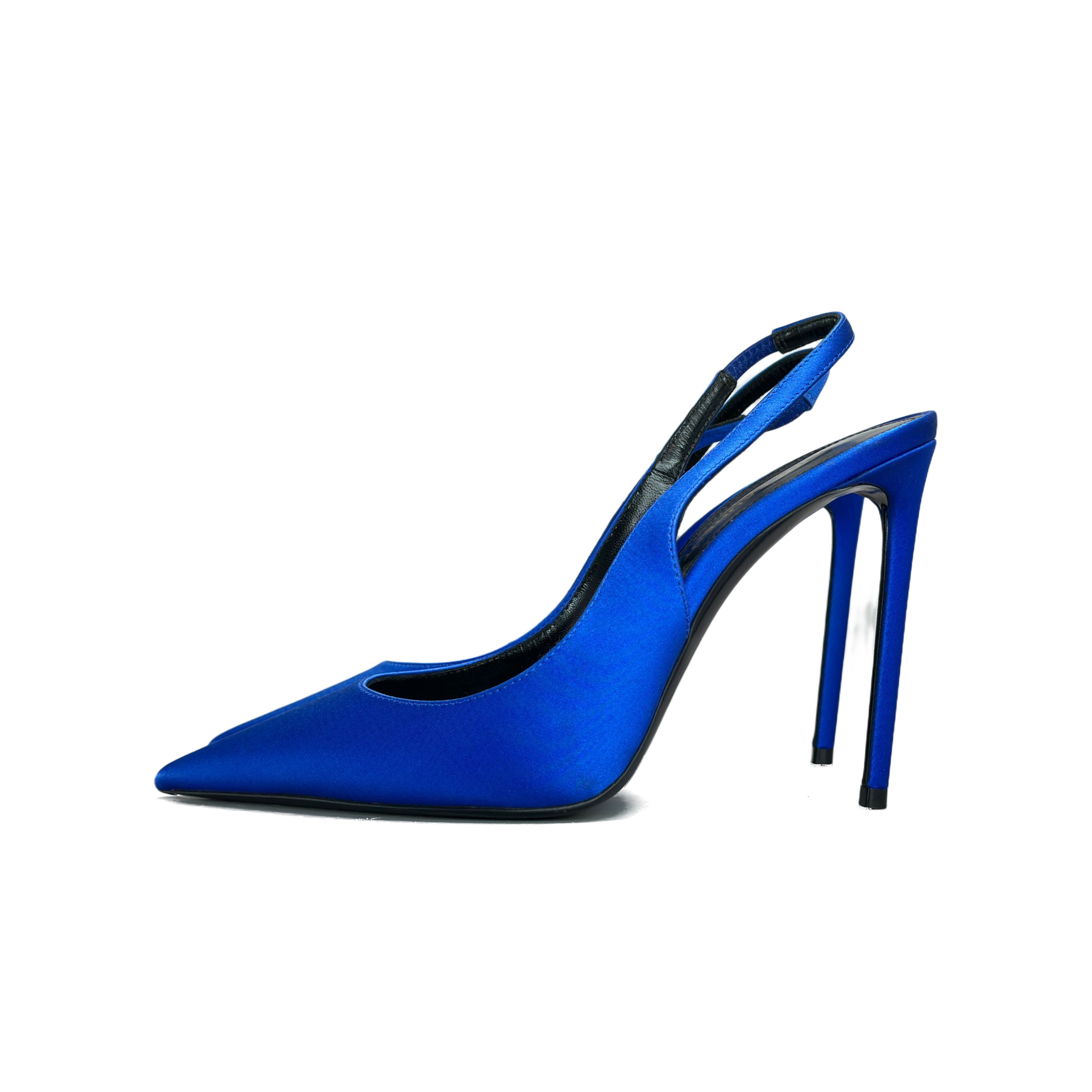 Saint Laurent Paris Saint Laurent Zoe Silk Slingback Heels Size 37 Size US 7 / IT 37 - 1 Thumbnail