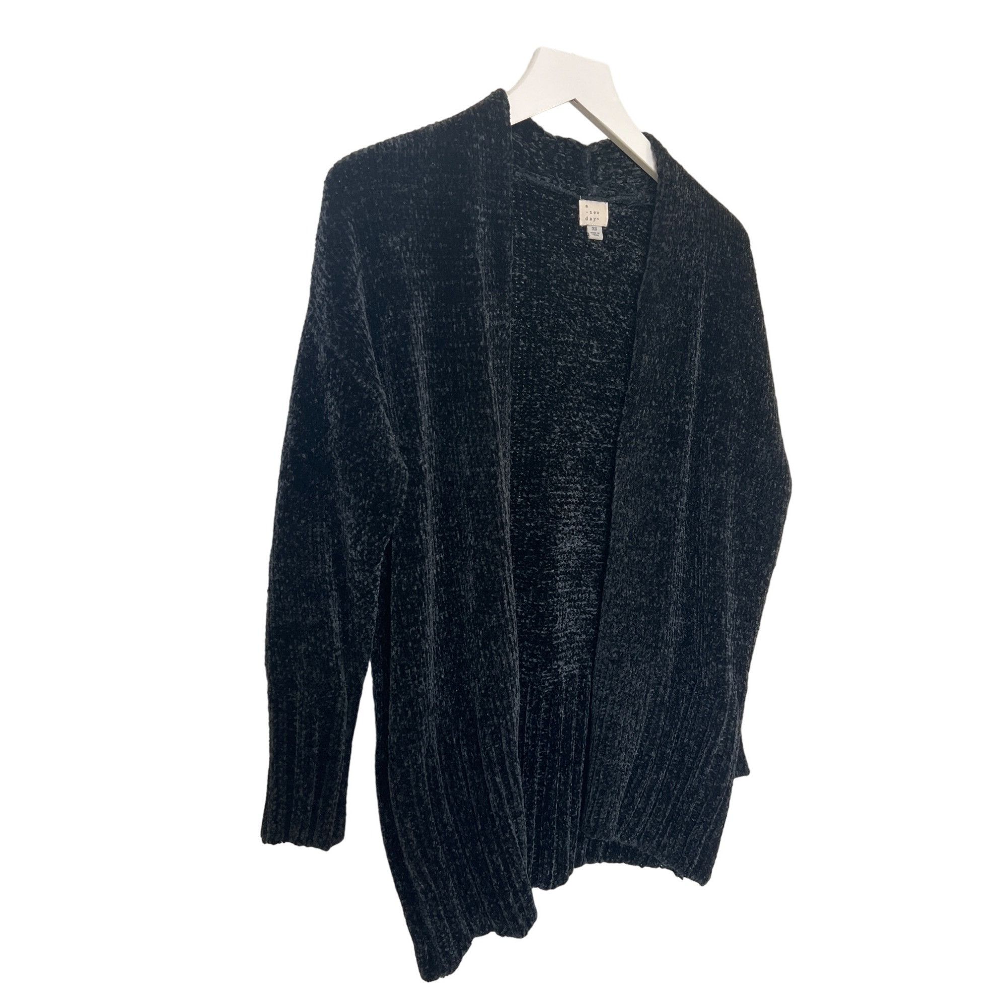 Other A New Day Black Chenille Open-Front Cardigan Size XS / US 0-2 / IT 36-38 - 3 Thumbnail