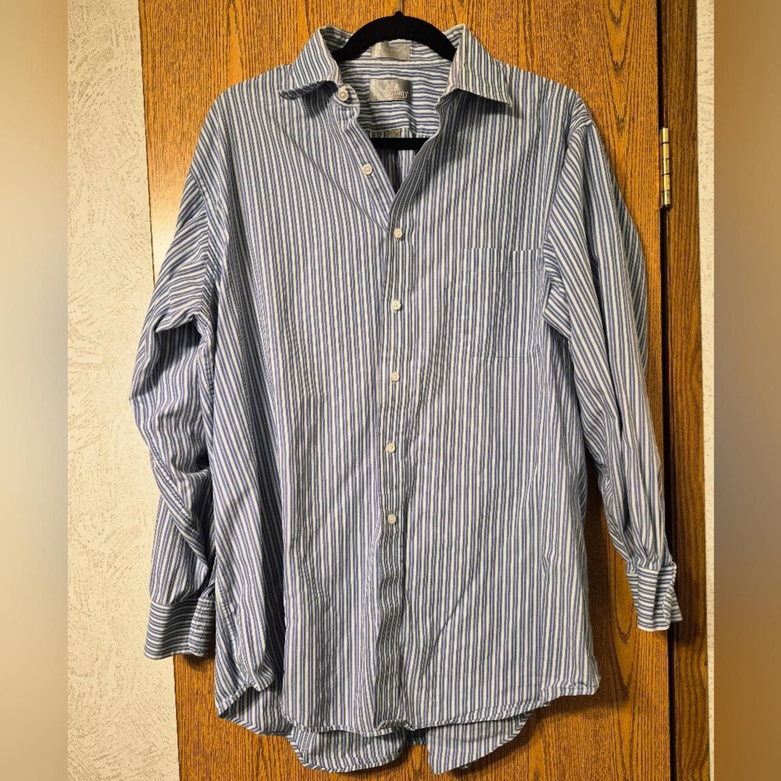 stafford executive dress shirts Stafford Executive Mens Shirt Long Sleeve Button Down Gray Striped Size  17.5 34