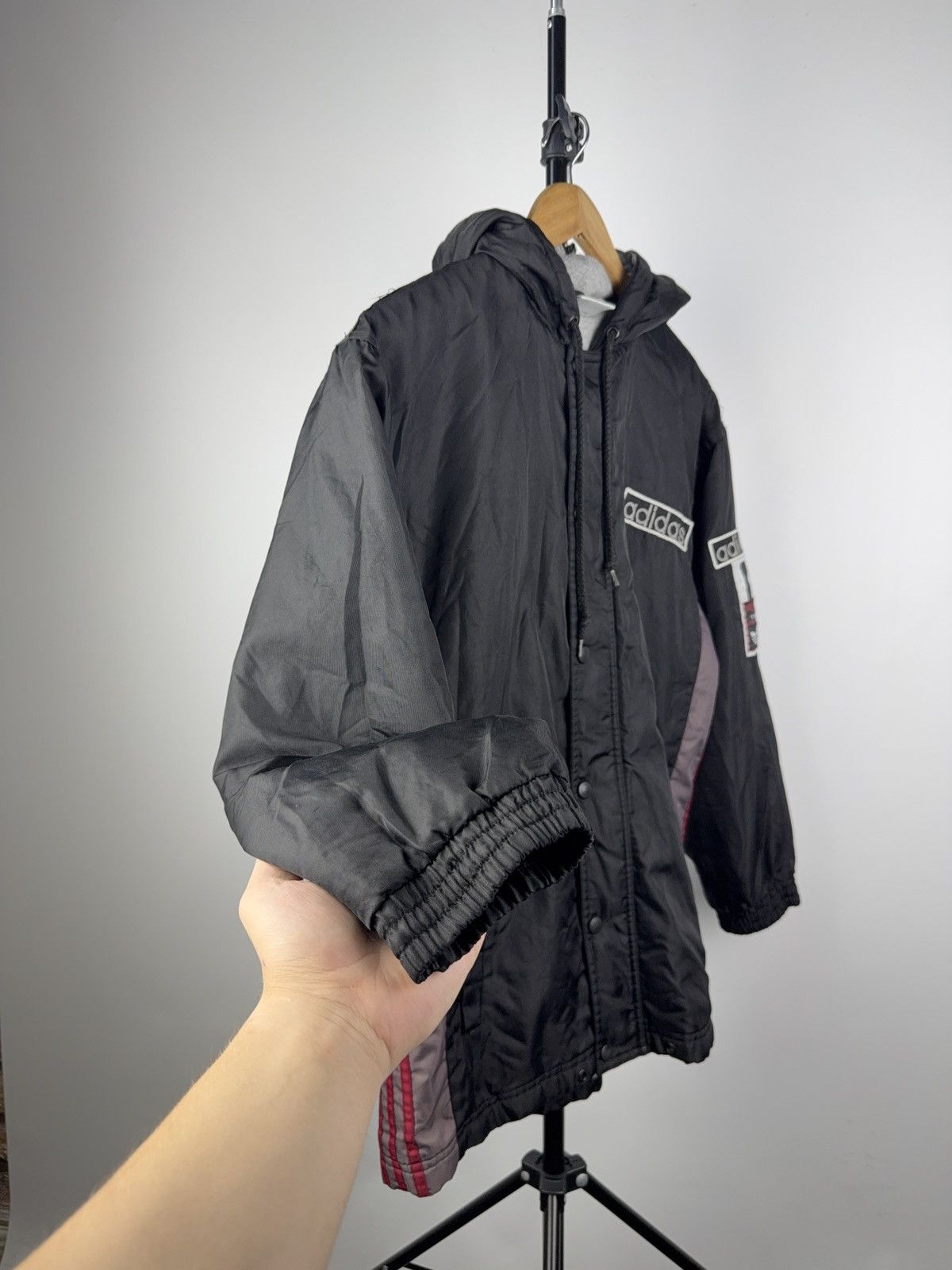 Adidas Vintage Retro 90s Nylon jacket zip hood Size US S / EU 44-46 / 1 - 6 Thumbnail