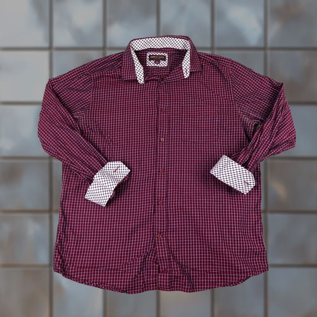 Johnston & Murphy Johnston & Murphy Shirt Mens Large Red Plaid Long Sleeve Button Up Flip Cuff Size US L / EU 52-54 / 3 - 1 Thumbnail