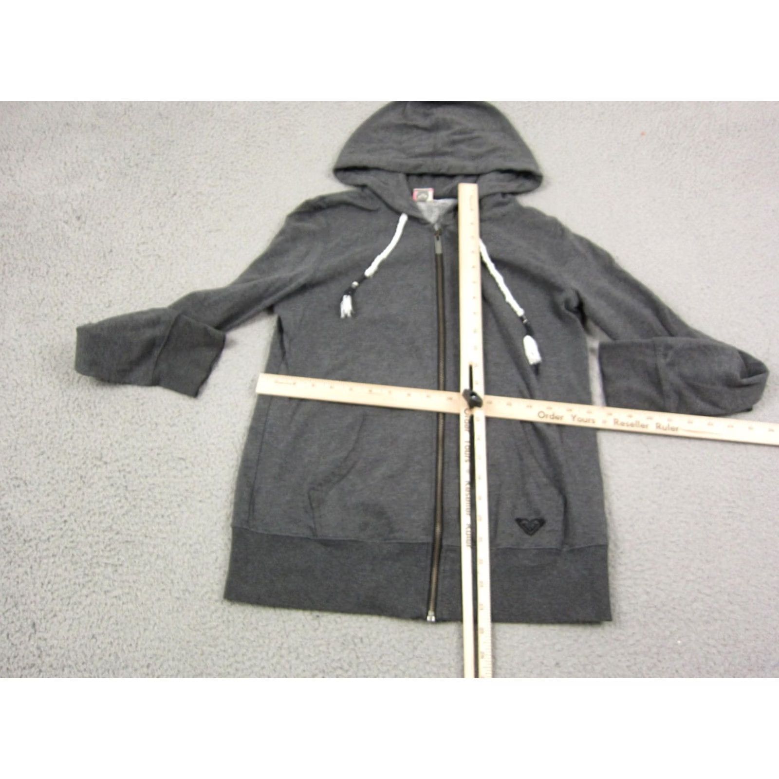 Vintage Roxy Hoodie Womens M Gray Full Zip Fleece Sweatshirt Logo 90s City Classic Outdoor Mens Women Girls? Size M / US 6-8 / IT 42-44 - 7 Thumbnail