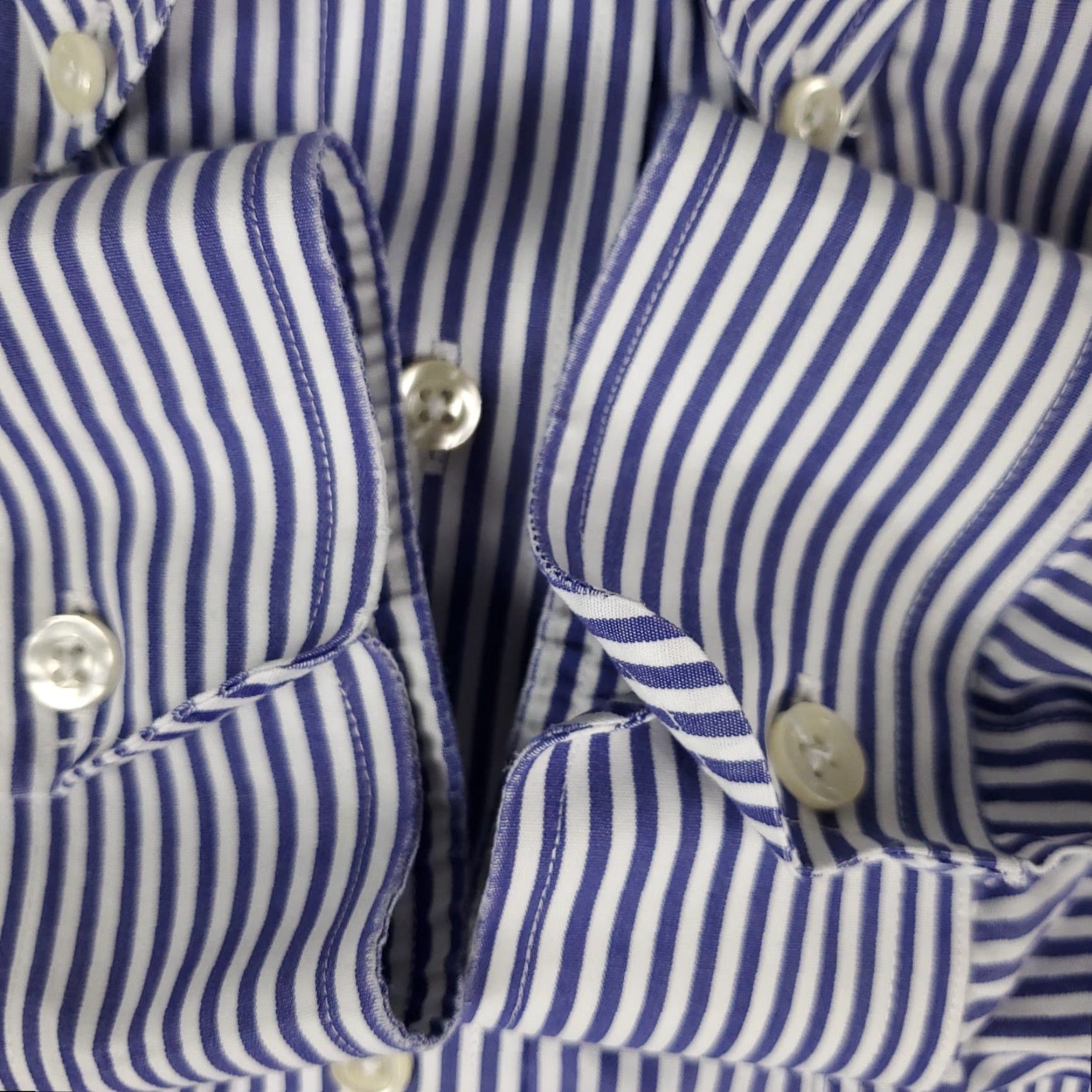 Brooks Brothers Brooks Brothers Shirt Mens 17 Dress Shirt Long Sleeve Blue Striped 100% Cotton Non-Iron Button-Down Regular Fit Mens Size 46R - 3 Thumbnail