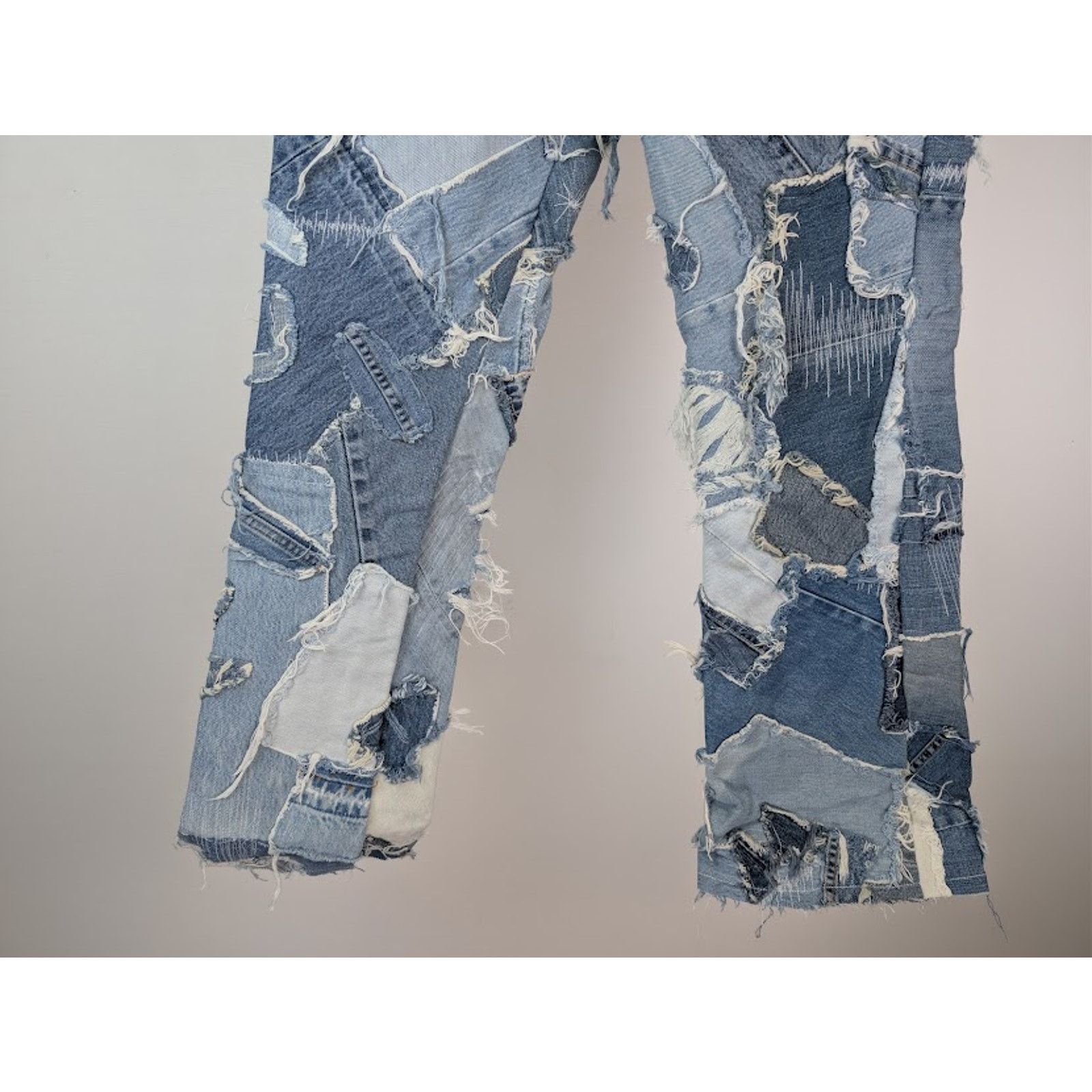 Gallery Dept. o1rshd1 Logan Distressed Patchwork Denim Jeans in Indigo Size US 34 / EU 50 - 4 Thumbnail