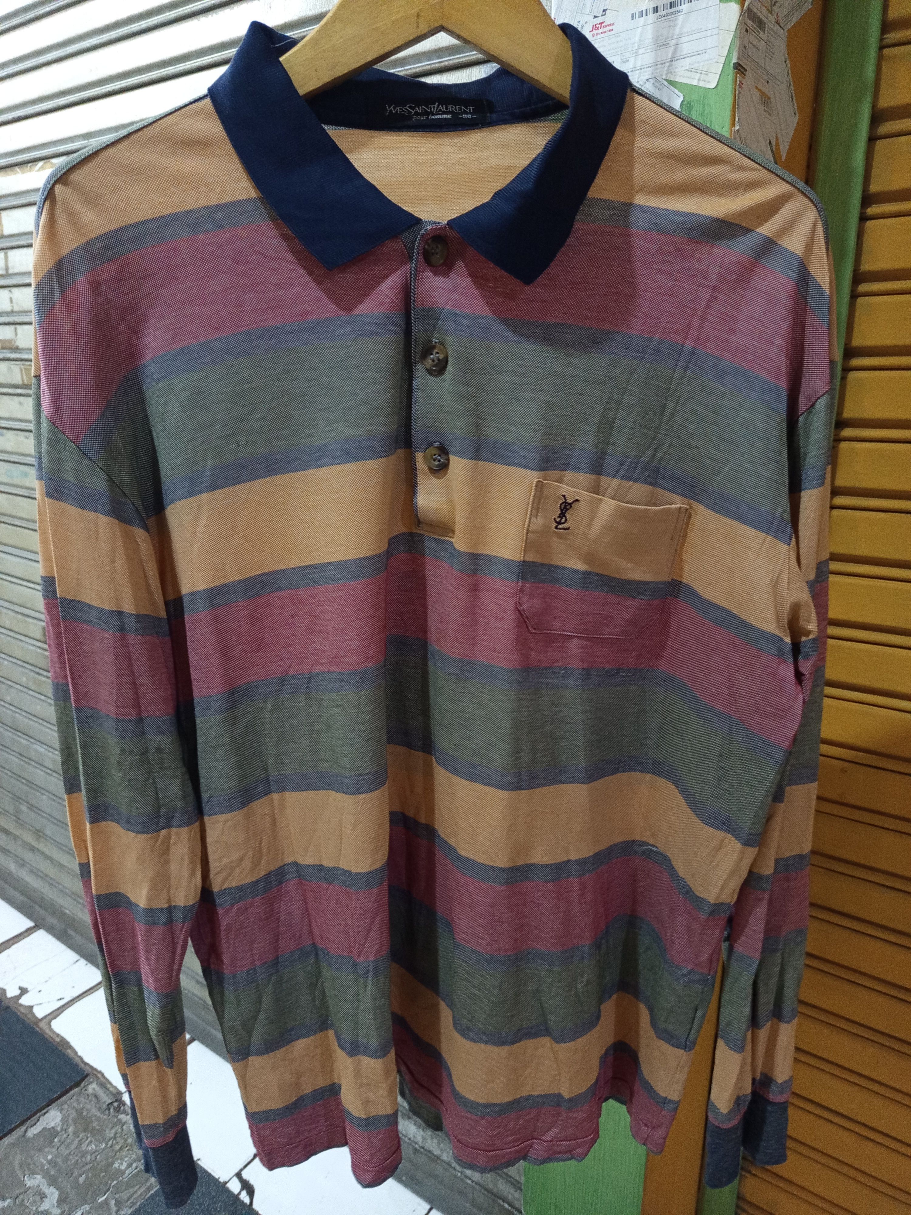 Yves Saint Laurent Yves Saint Laurent Pour Homme Striped Polo Shirt Size US L / EU 52-54 / 3 - 1 Thumbnail