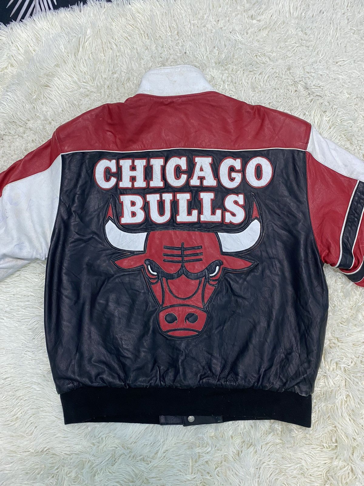 Vintage Vintage 90s jeff hamilton x NBA chicago bull leather jacket ...