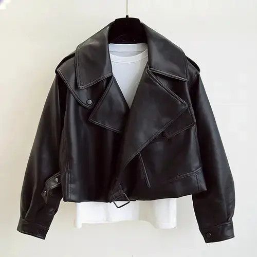 Jack Cropped black leather jacket