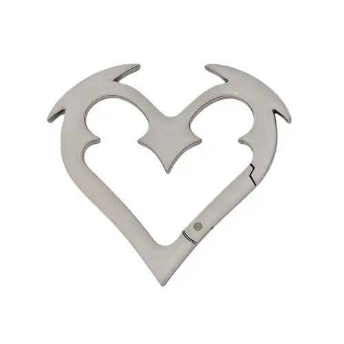 Jewelry Silver Heart-Shaped Punk Carabiner Keychain Size ONE SIZE - 3 Thumbnail