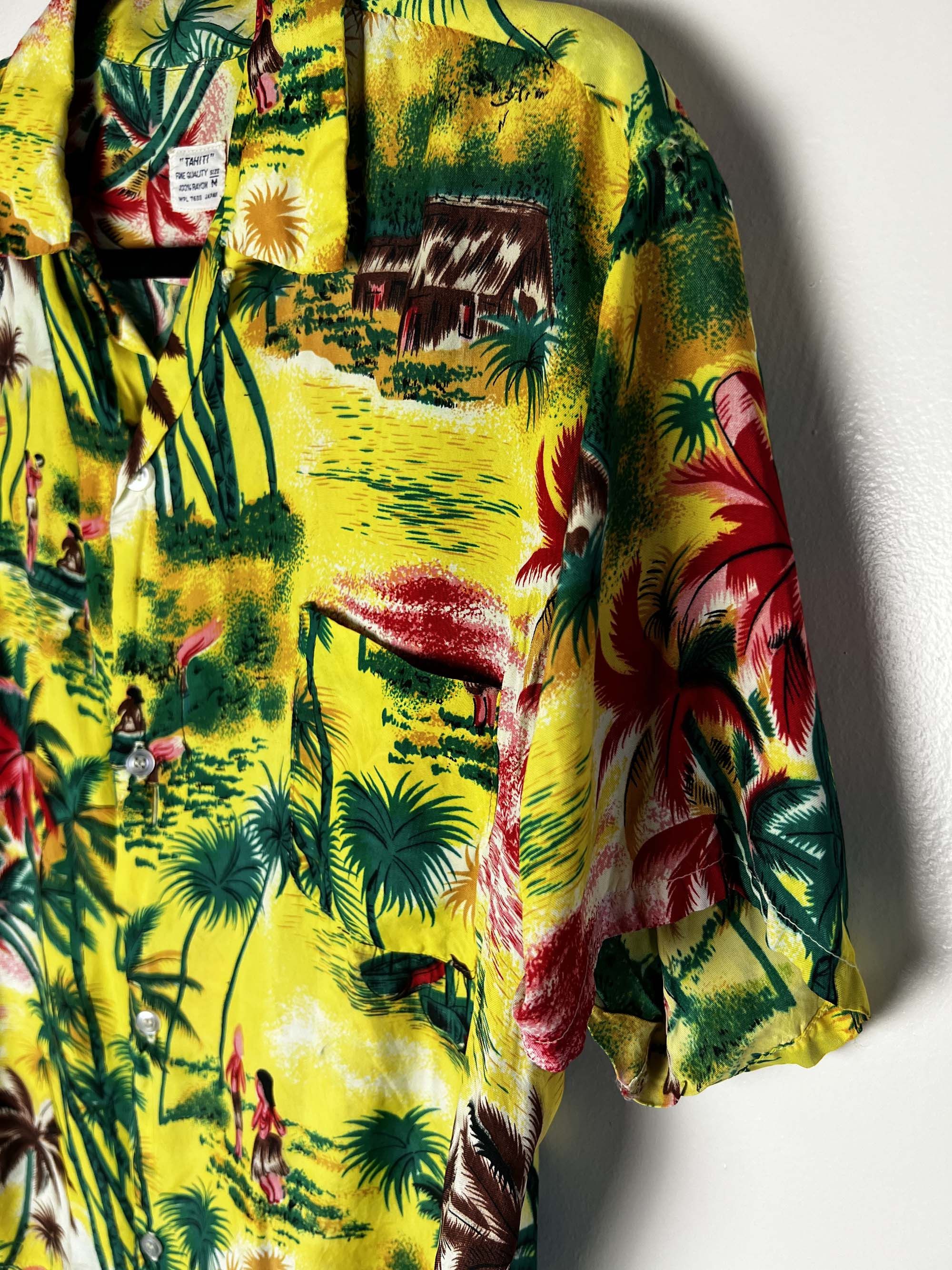 Vintage Vintage 1940's-1950's TAHITI Rayon Island Palm Tree Shirt Size US M / EU 48-50 / 2 - 5 Thumbnail