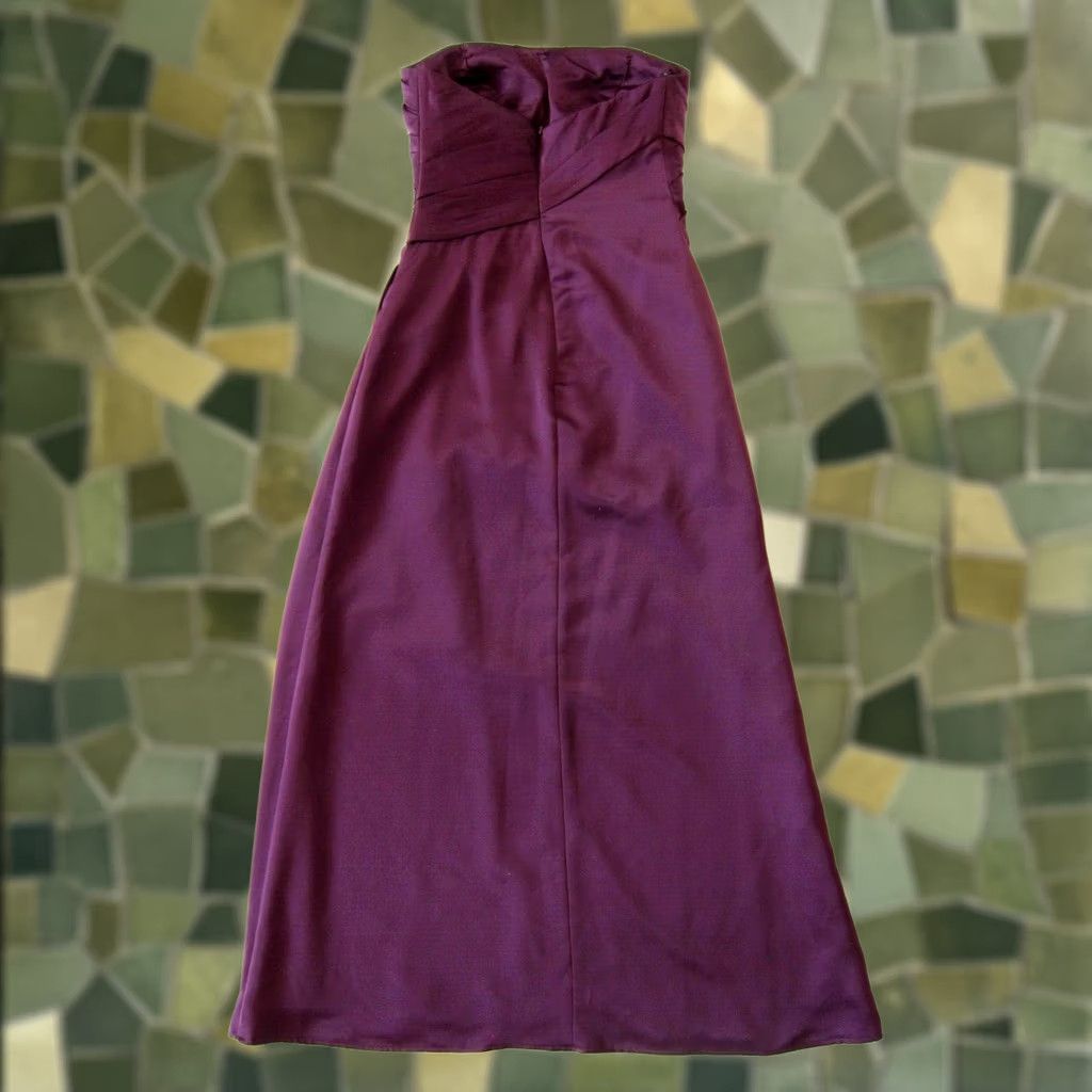 Vintage Bill Levkoff Eggplant Purple Ruched Strapless Midi Wedding Gown Dress 10 Size L / US 10 / IT 46 - 1 Thumbnail
