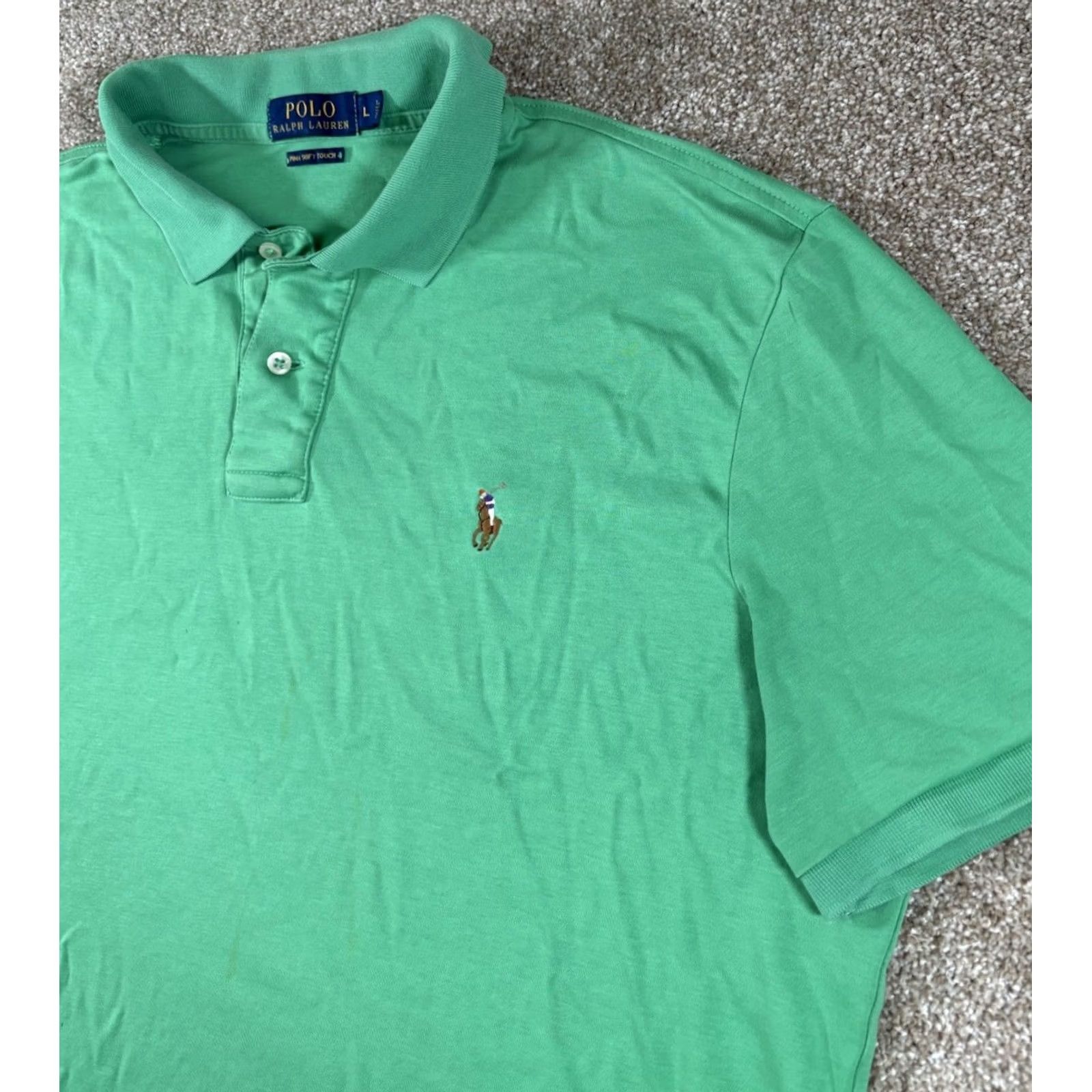 Polo Ralph Lauren Polo Ralph Lauren Men's Green Short Sleeve Shirt Pima Soft Touch Size Large Size US L / EU 52-54 / 3 - 2 Thumbnail