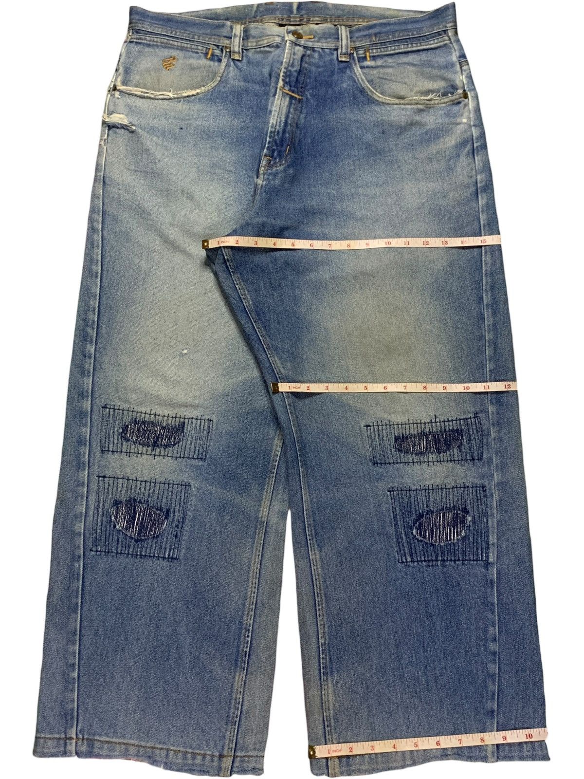 Japanese Brand × Rocawear Vintage Rocawear Faded Wash Patched Distressed Baggy Jeans Size US 37 - 15 Thumbnail
