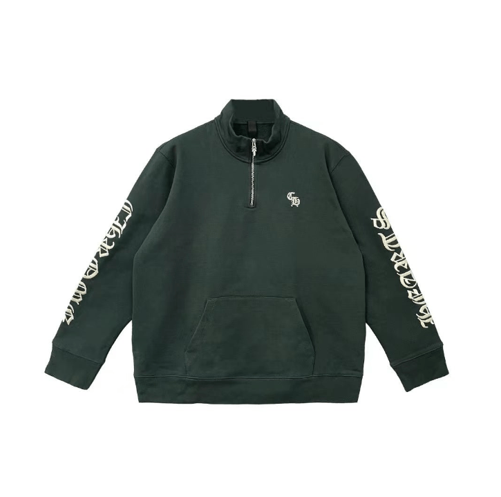[GRAVER]★HEART SNAKE EMBROIDERY HALF ZIP-UP SWEATSHIRT SERPENT THERMAL ZIPUP – TWOFOUR