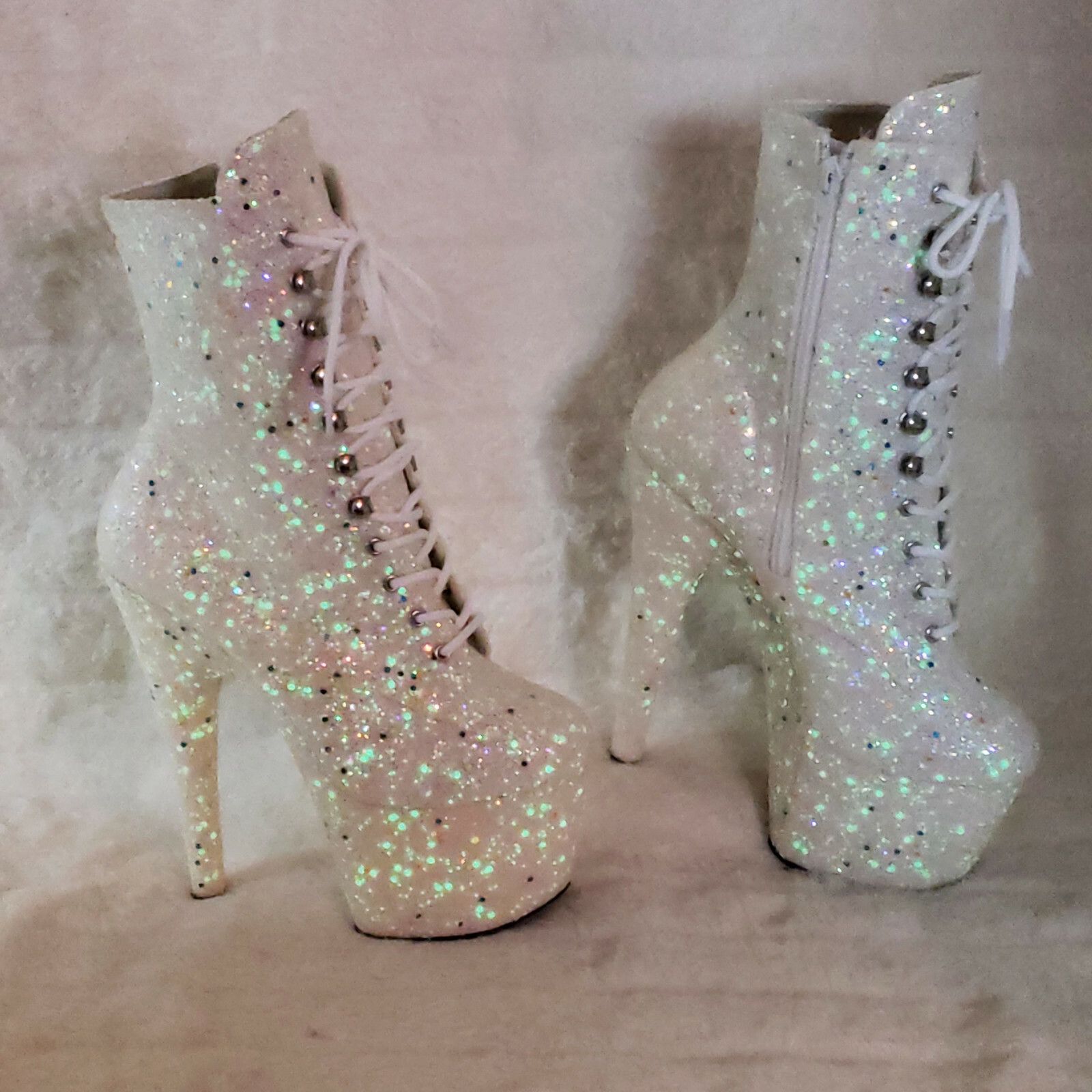 Other Adore 1020GDLG White UV Glow in The Dark Glitter Platform An Size US 12 / IT 42 - 3 Thumbnail