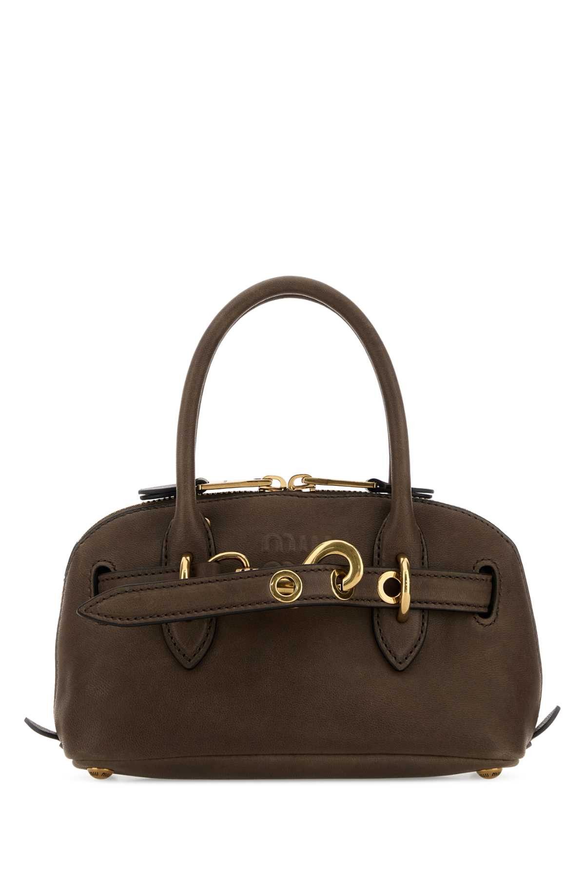 Miu Miu Brown Leather Mini Aventure Handbag Size ONE SIZE - 1 Thumbnail