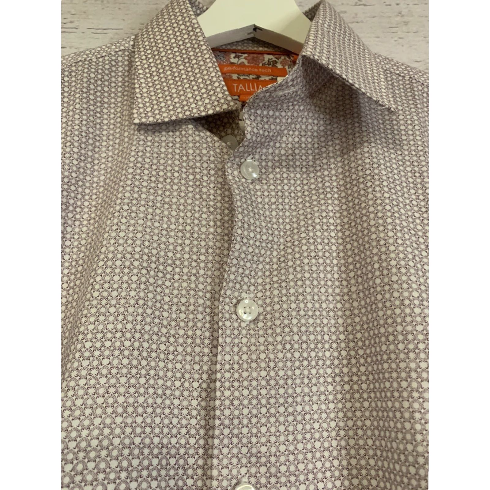 Tallia Tallia Sport Dress Shirt Mens 15 Pink Orange Long Sleeve Button-Down Collar 34/35 Regular Cuff Size 40R - 7 Thumbnail
