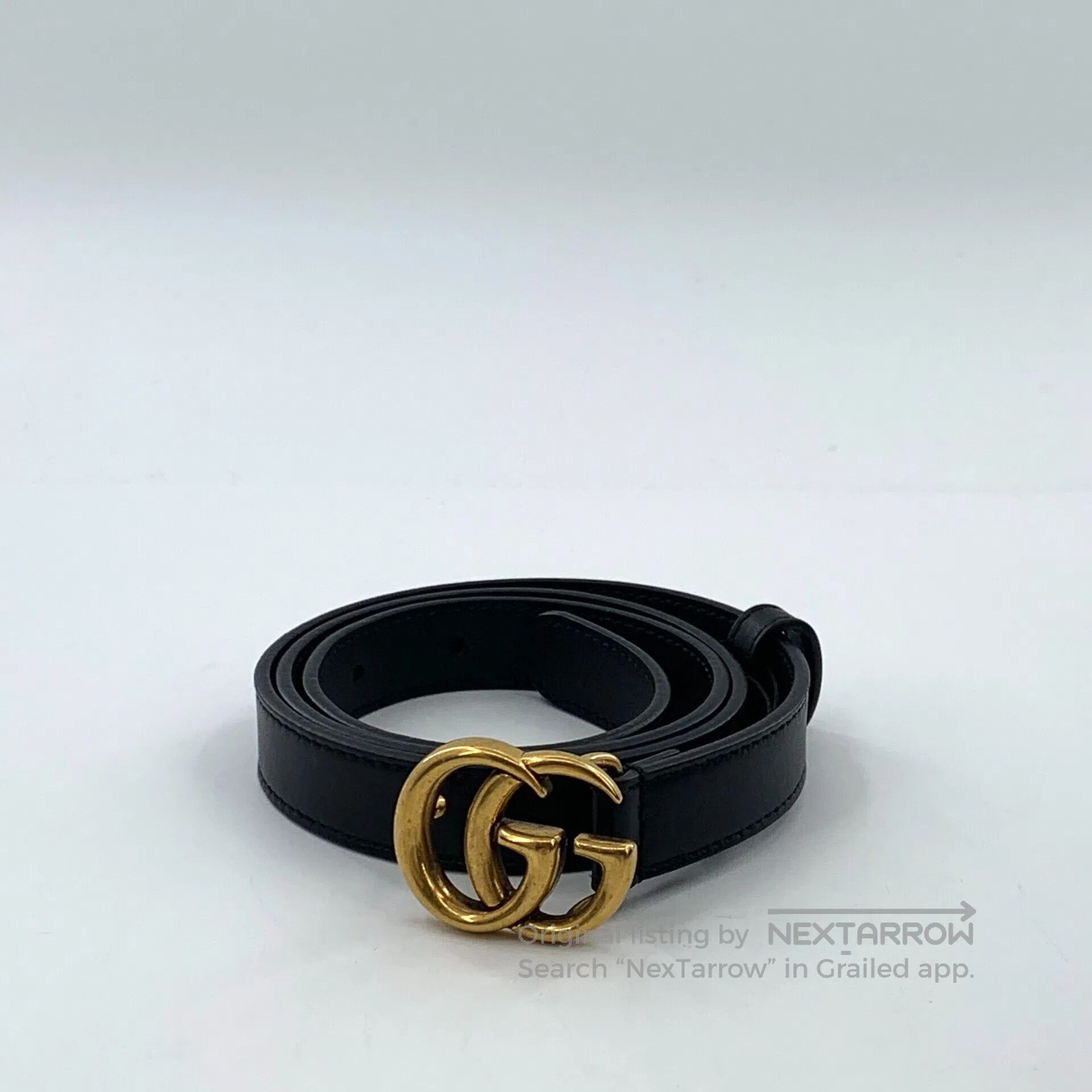 Gucci Guicci Black Double G Smooth Buckle Belt| Size ONE SIZE - 1 Thumbnail