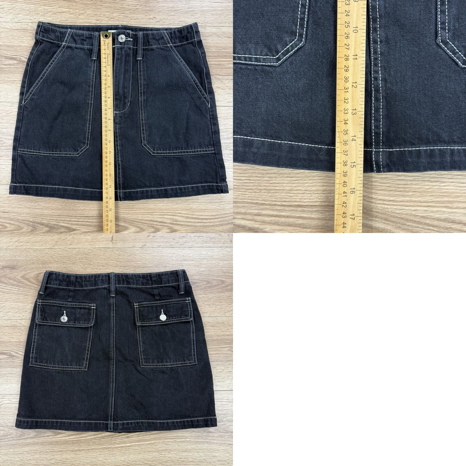 Forever 21 Forever 21 Black Denim Mini Skirt Womens Medium With Pockets Size 32" / US 10 / IT 46 - 8 Thumbnail
