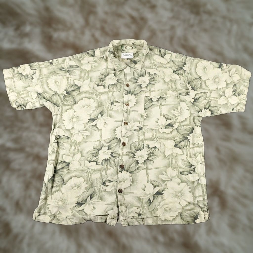 Tommy Bahama Tommy Bahama Hawaiian Shirt Mens Large Beige Floral Button-Up Short Sleeve Size US L / EU 52-54 / 3 - 1 Thumbnail