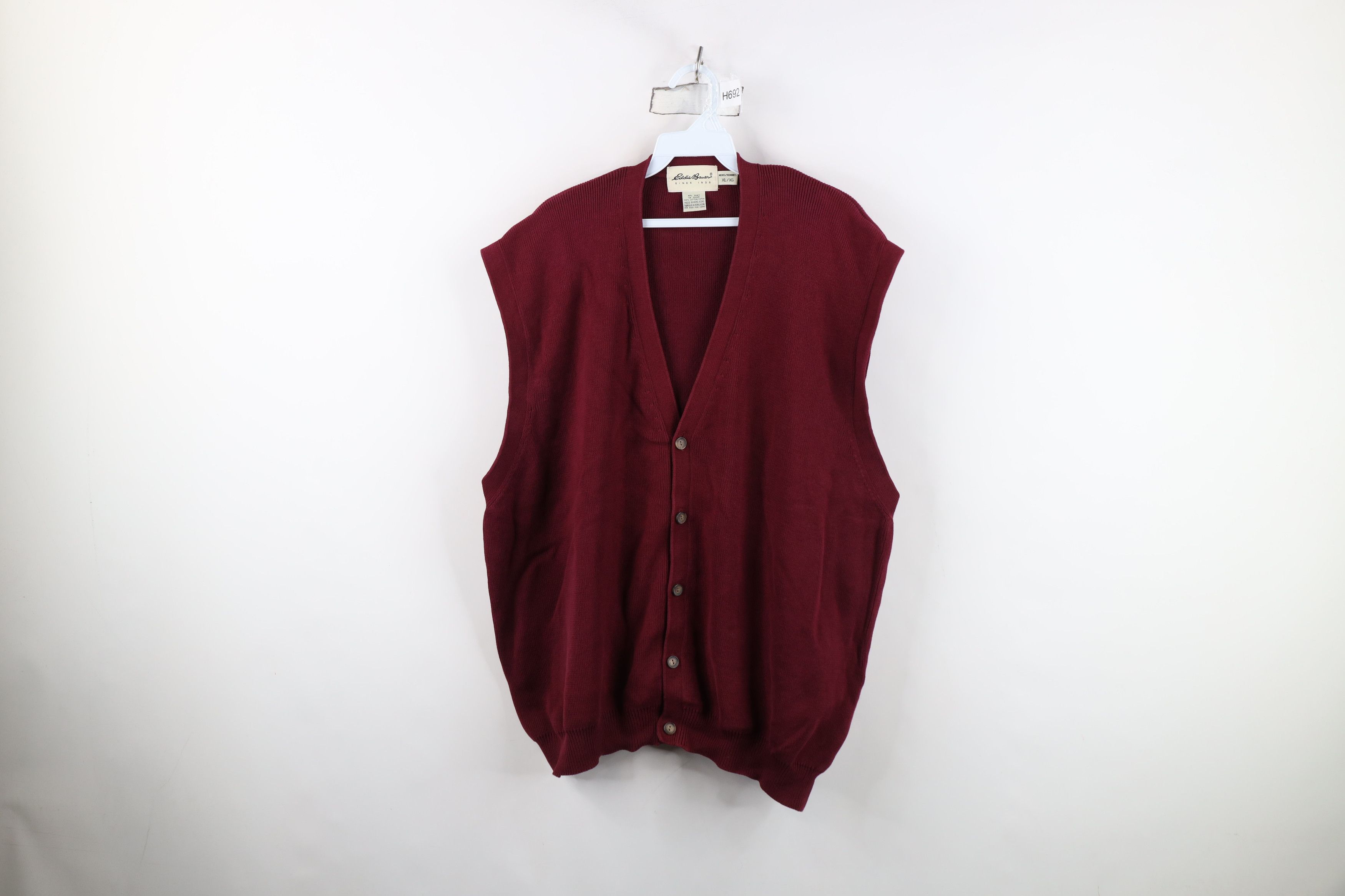 Eddie Bauer Vintage 90s Eddie Bauer Ribbed Knit Cardigan Sweater Vest Size US XL / EU 56 / 4 - 1 Thumbnail
