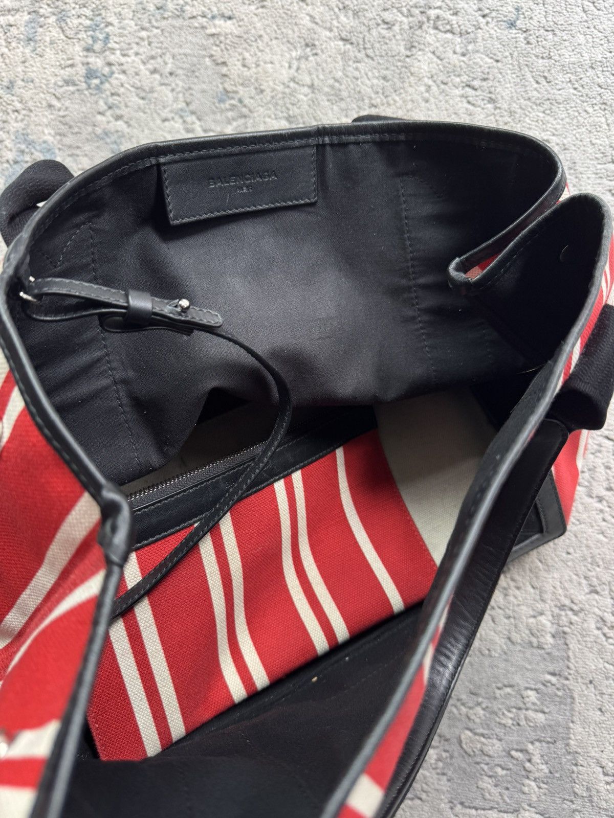 Balenciaga Balenciaga Navy Cabas Striped Tote Bag Size ONE SIZE - 7 Thumbnail