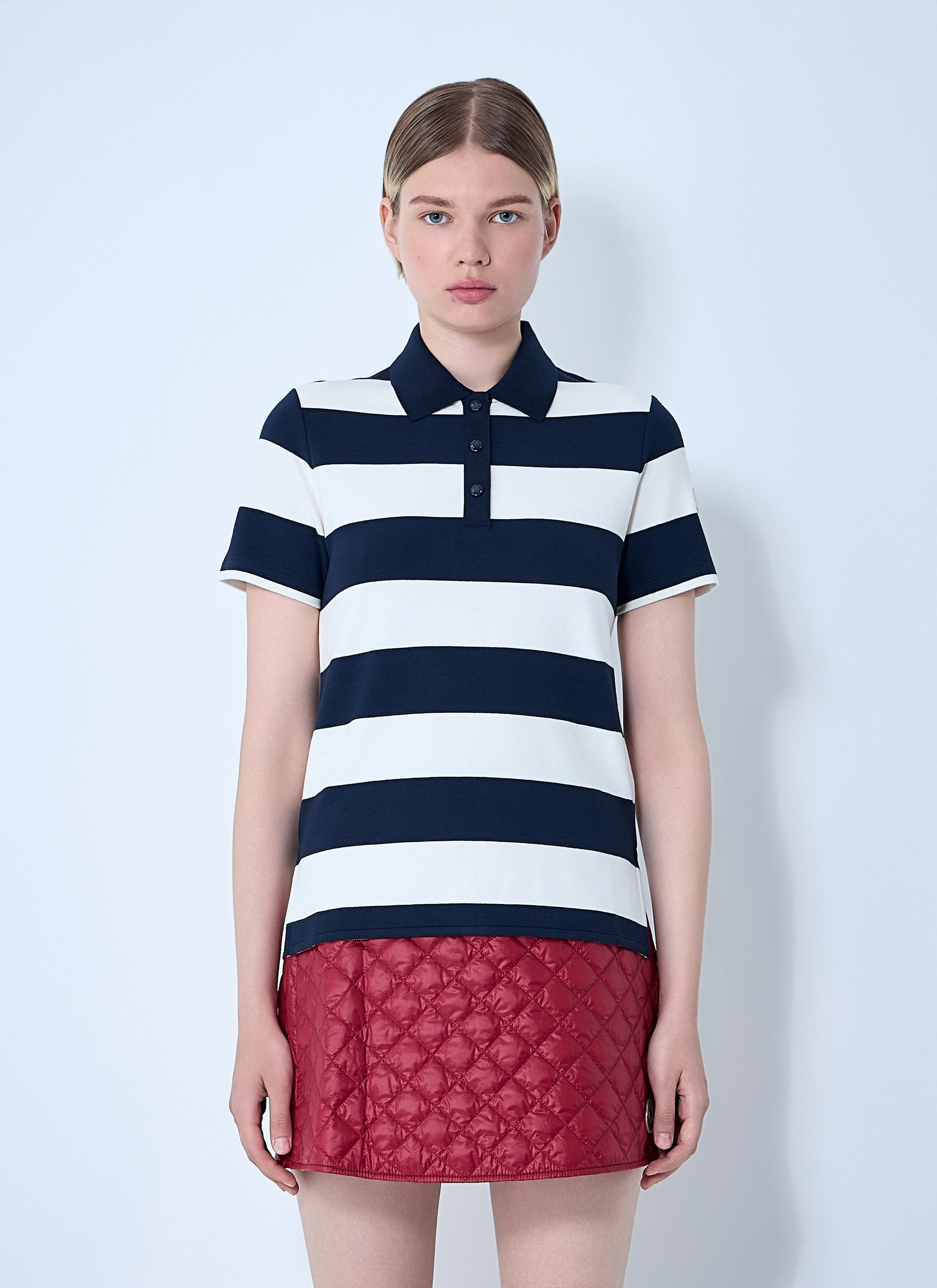 Moncler Striped Polo Shirt Size XS / US 0-2 / IT 36-38 - 1 Thumbnail