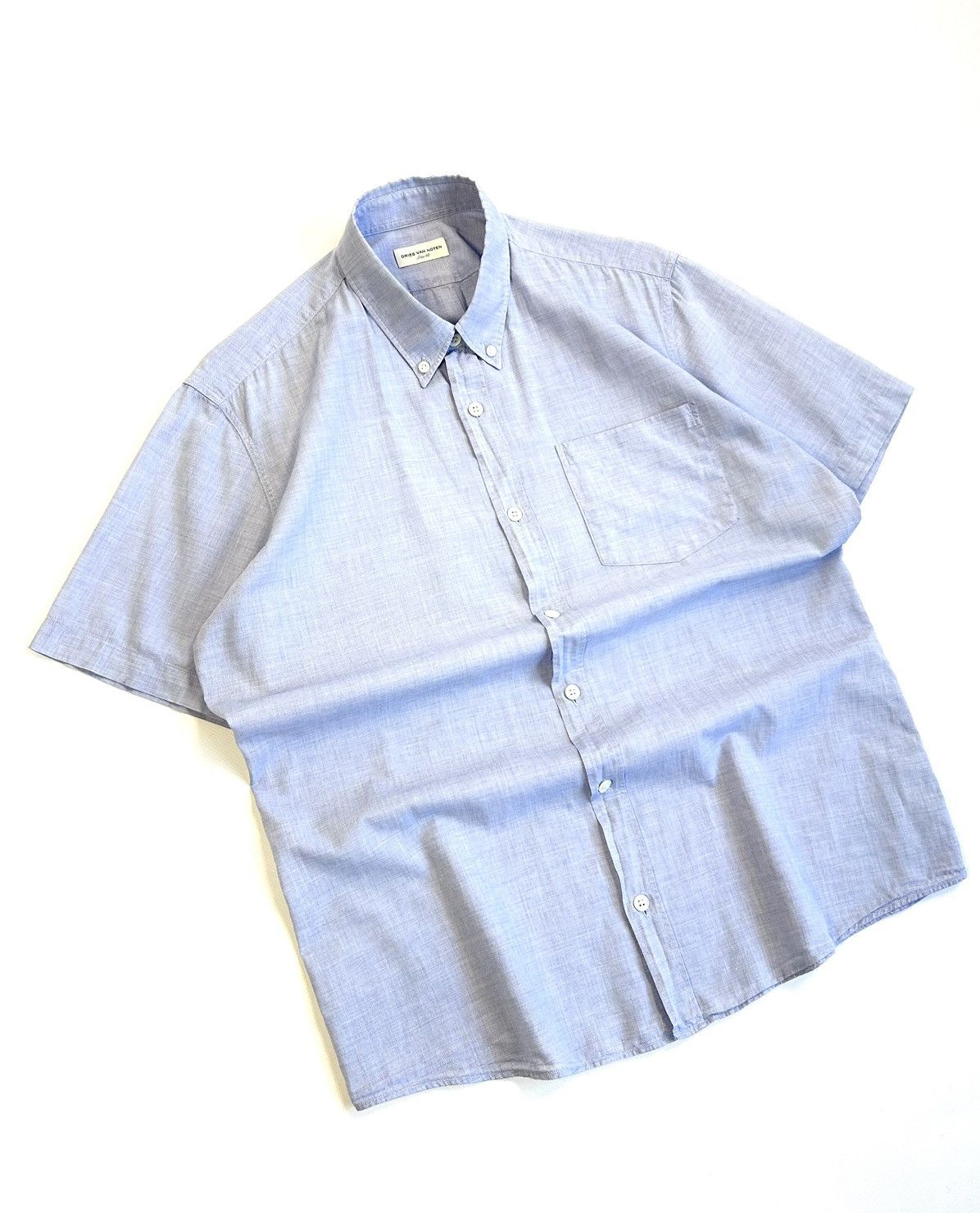 Dries Van Noten Dries Van Noten Vintage Blue Short Sleeve Button-Up Shirt Size US M / EU 48-50 / 2 - 2 Thumbnail